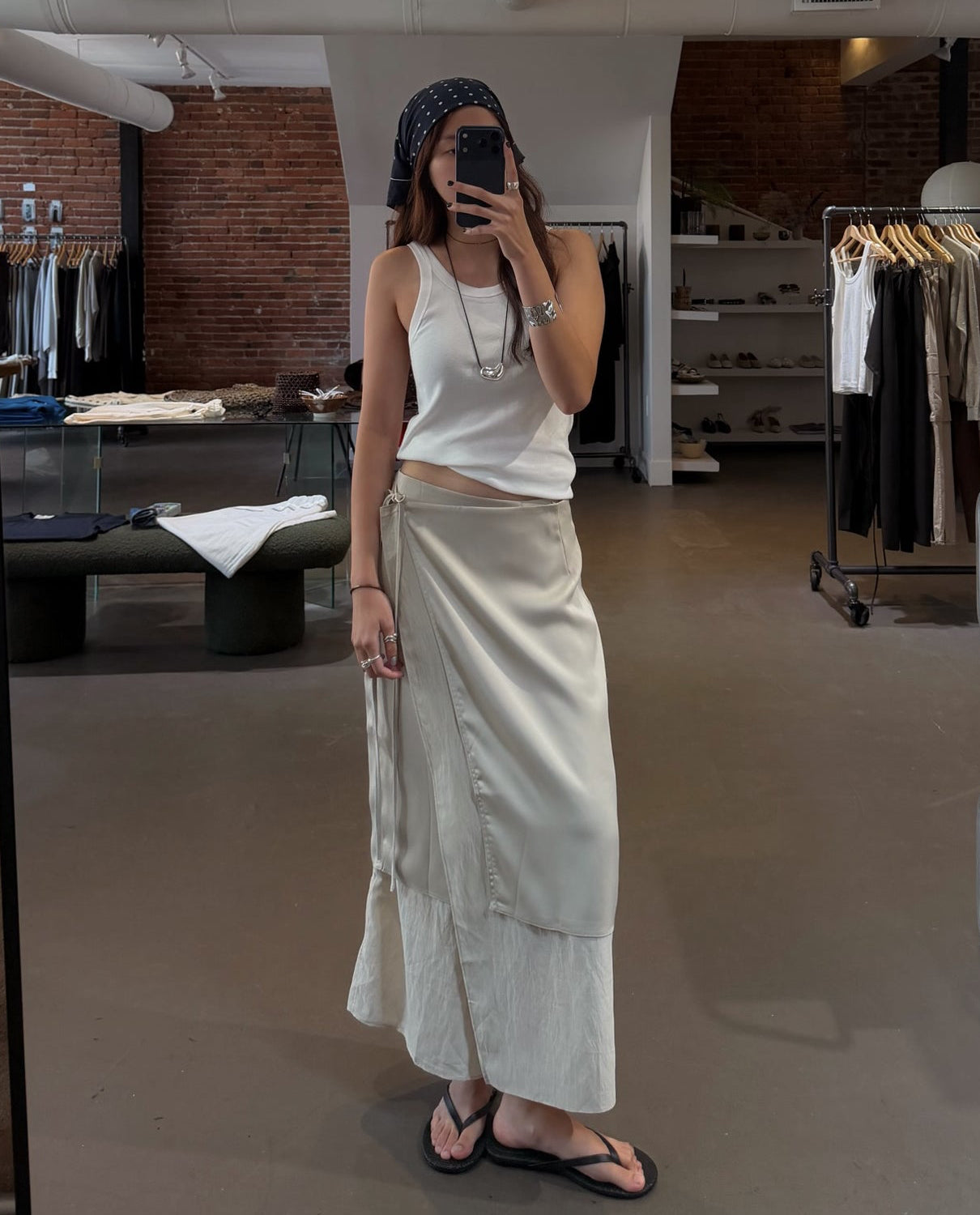 Beige Silky Layered Midi Wrap Skirt – alas eius