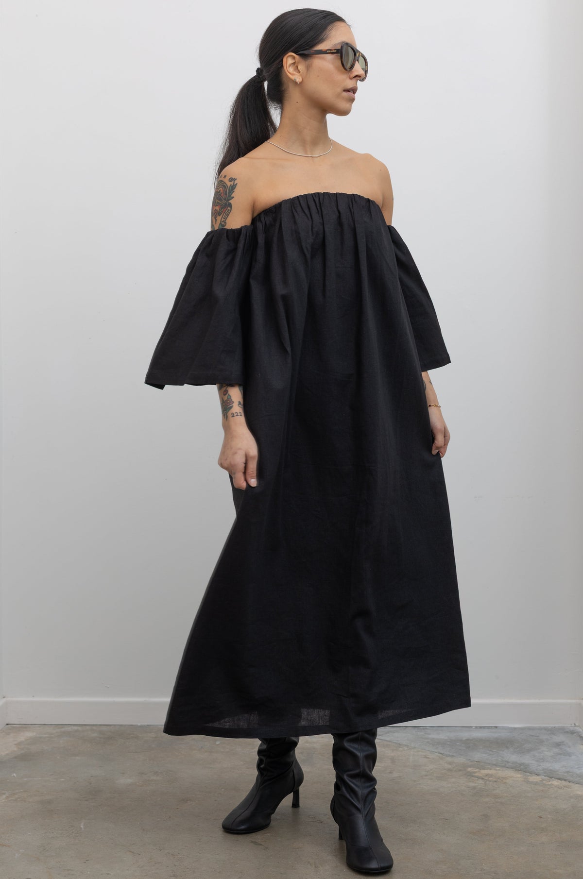 midi black off shoulder dress Black Off The Shoulder Midi Dress