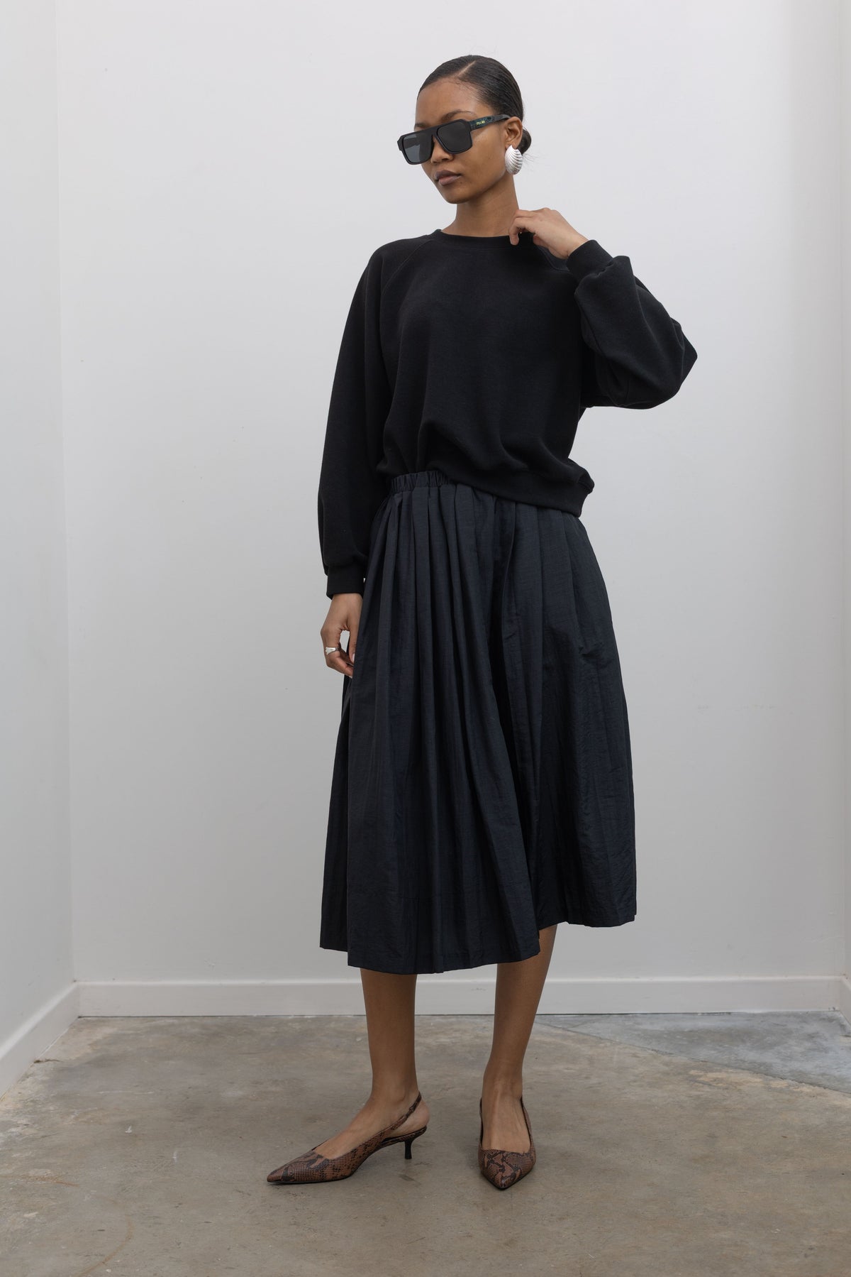 black pleated skirt dress Nylon Midi – alas eius SCHL003561 Designed thoughtfully Graduation Wear For Mothers Calf Width:Full Plus