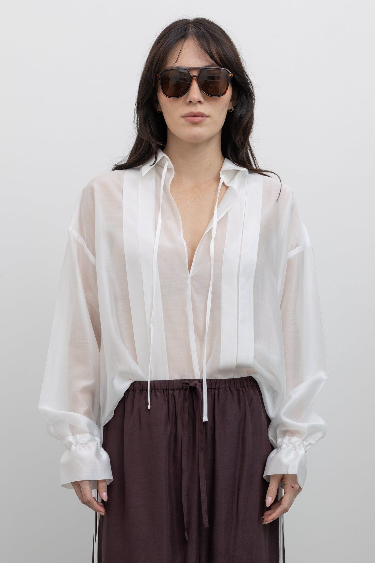 White Organza Sheer Blouse