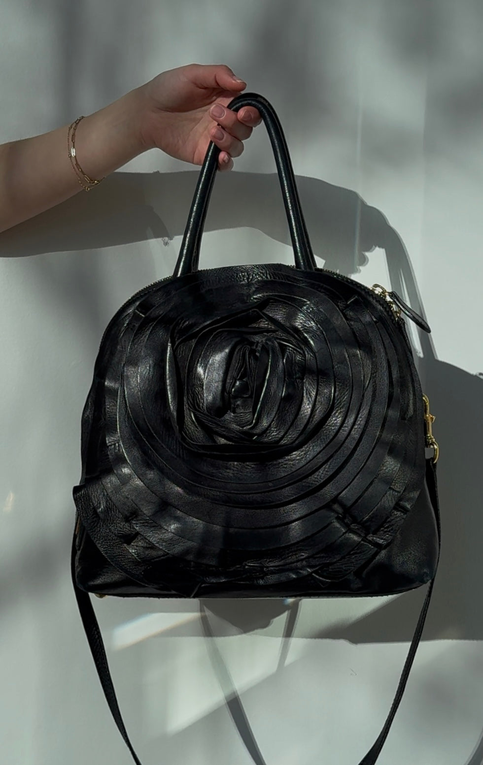 Valentino Black Rose Leather Bag