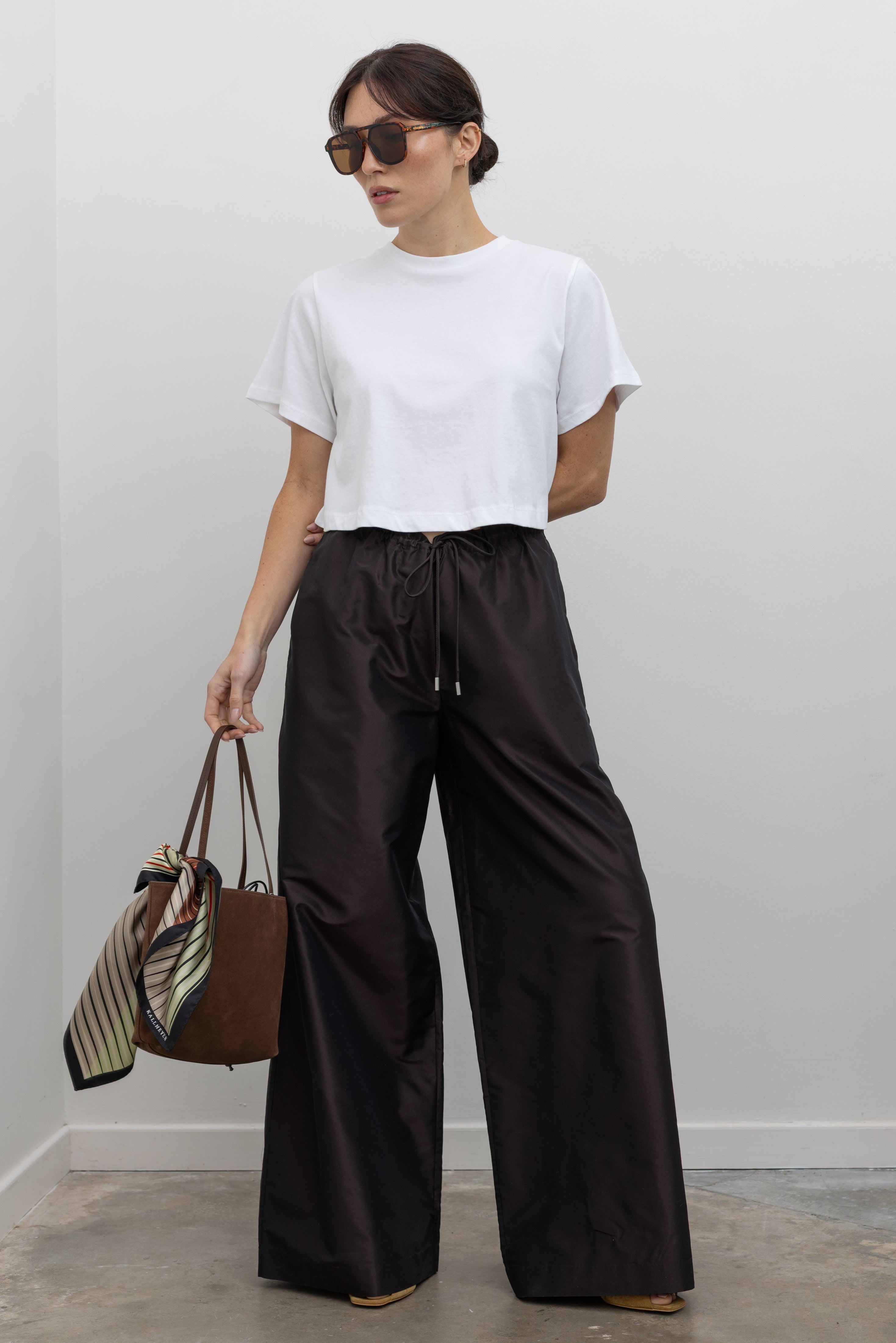 Espresso Silk Taffeta Wesley Drawstring Pant – alas eius
