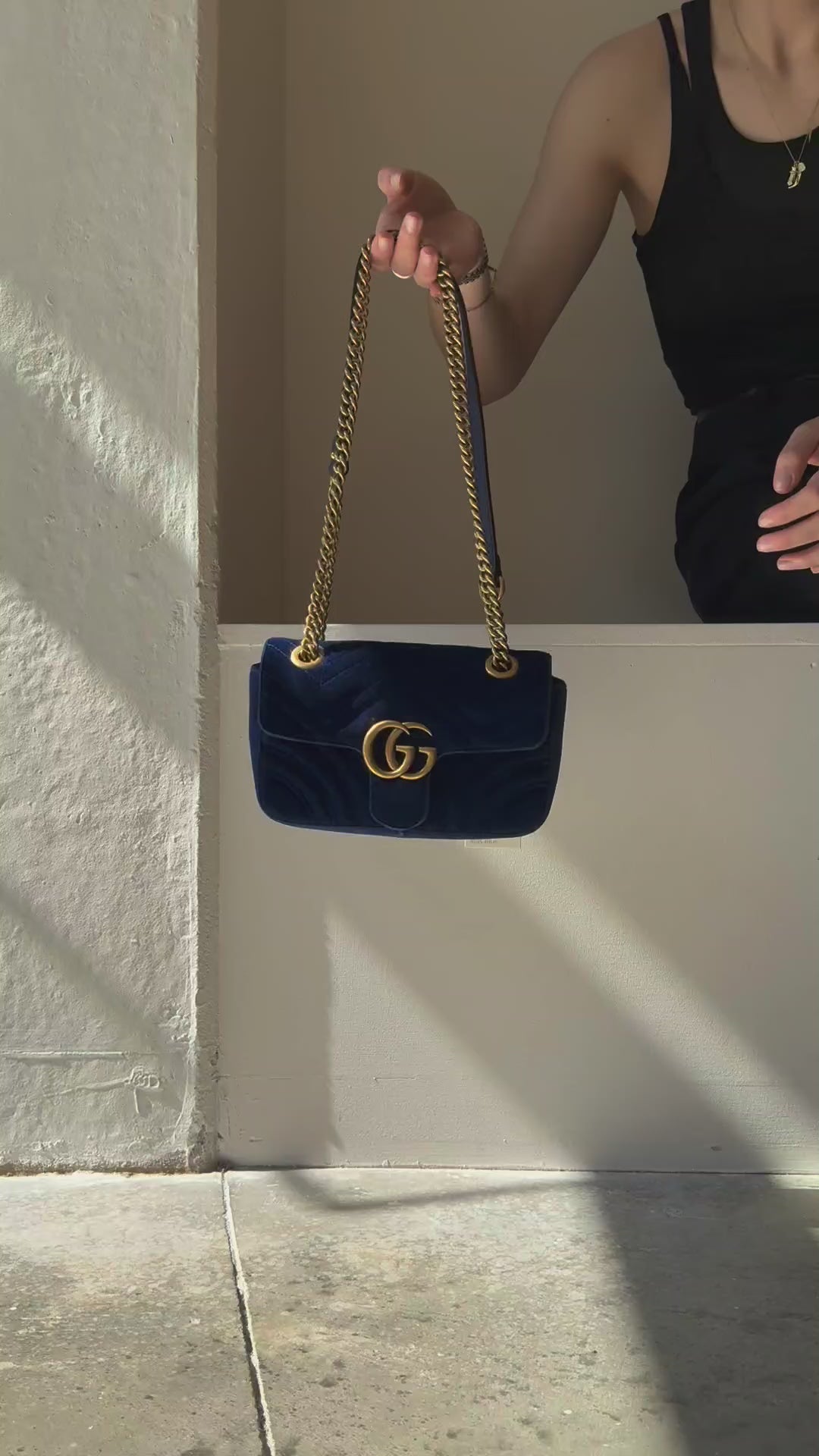 Gucci marmont fashion mini velvet blue