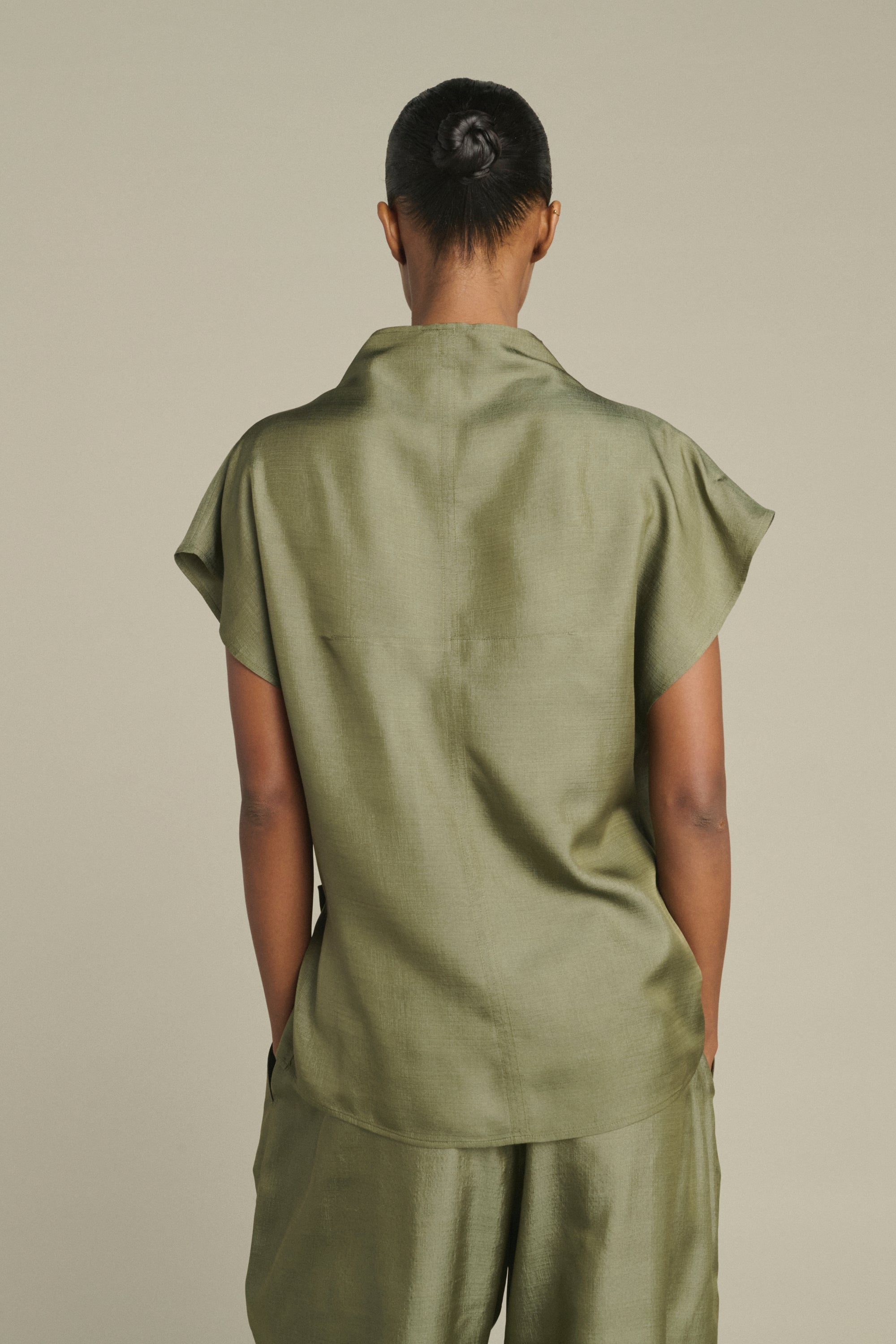 Green Kora Crossover Silk Blouse