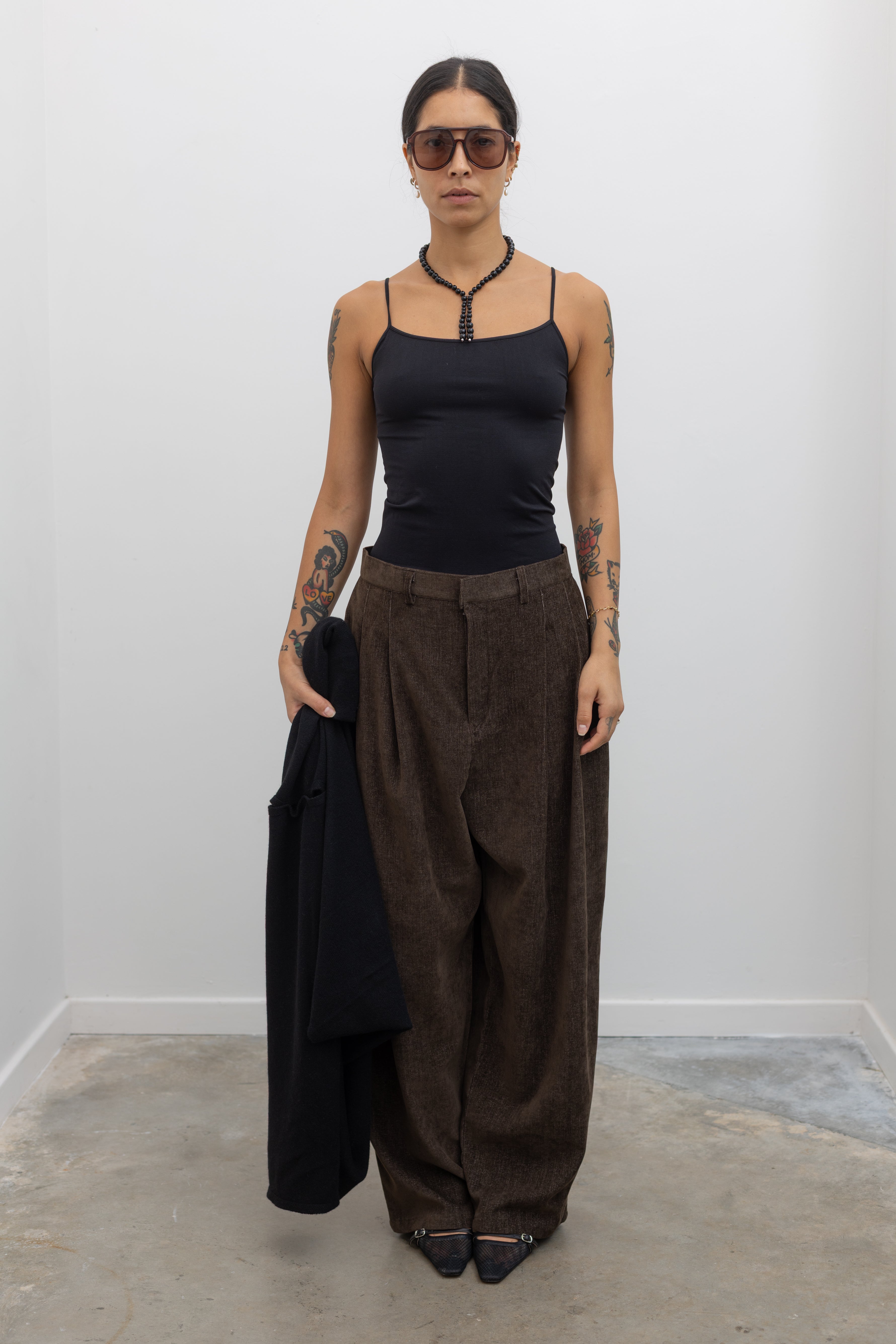 Brown Balloon Leg Tailored Pants
