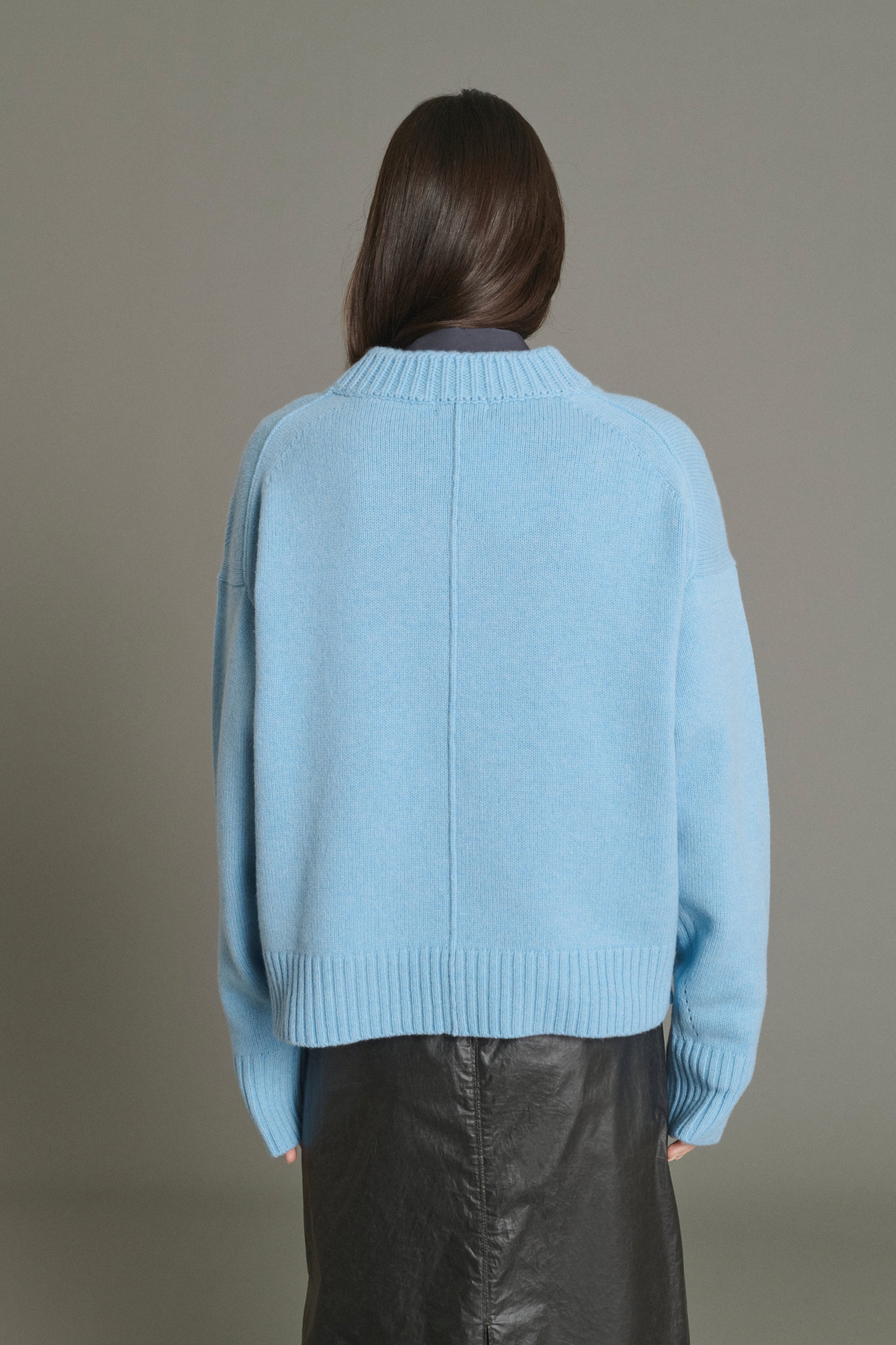 Light Blue Jackie V-Neck Wool Sweater