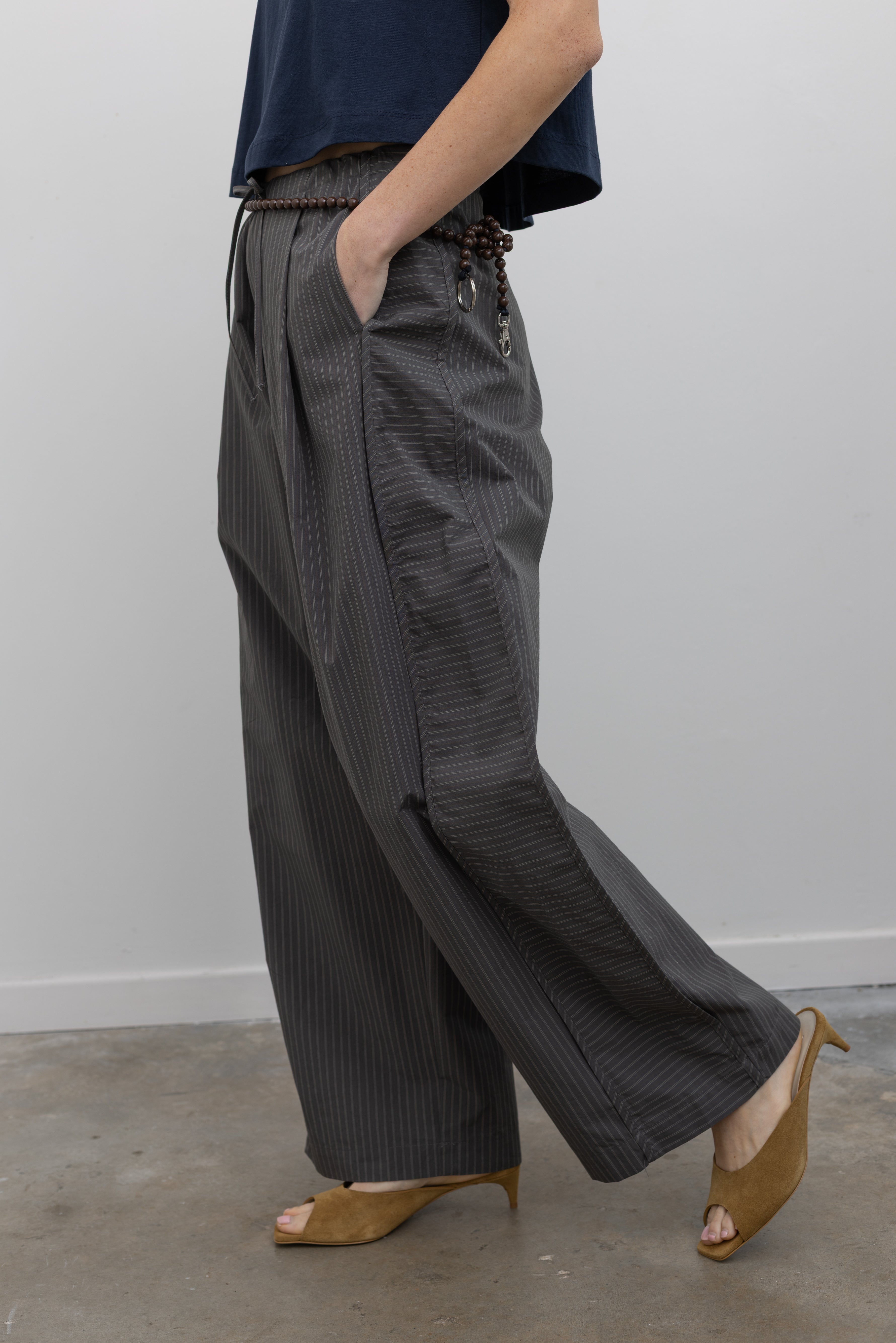 Coffee Stripe Side Panel Trousers