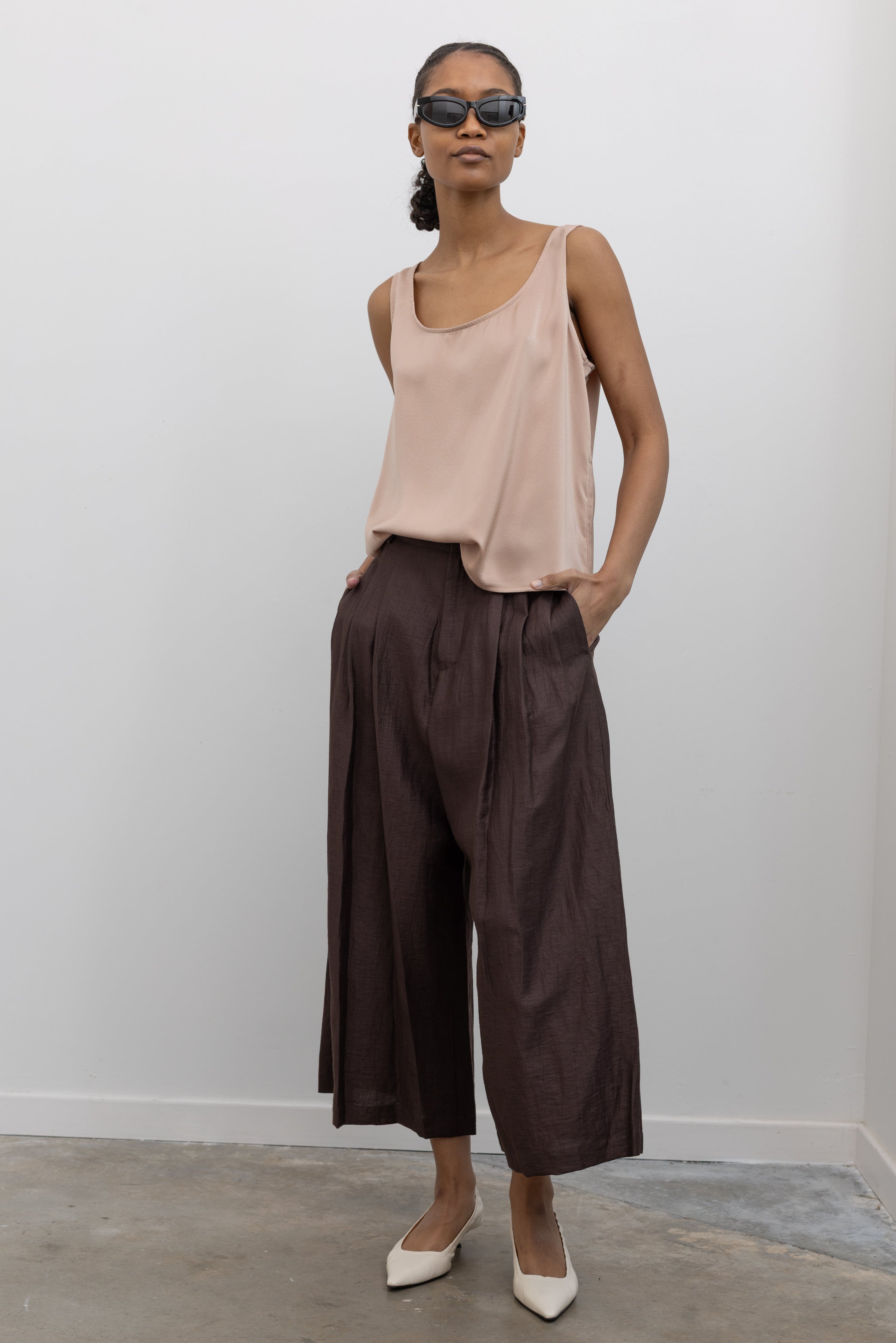 Brown Linen Culottes