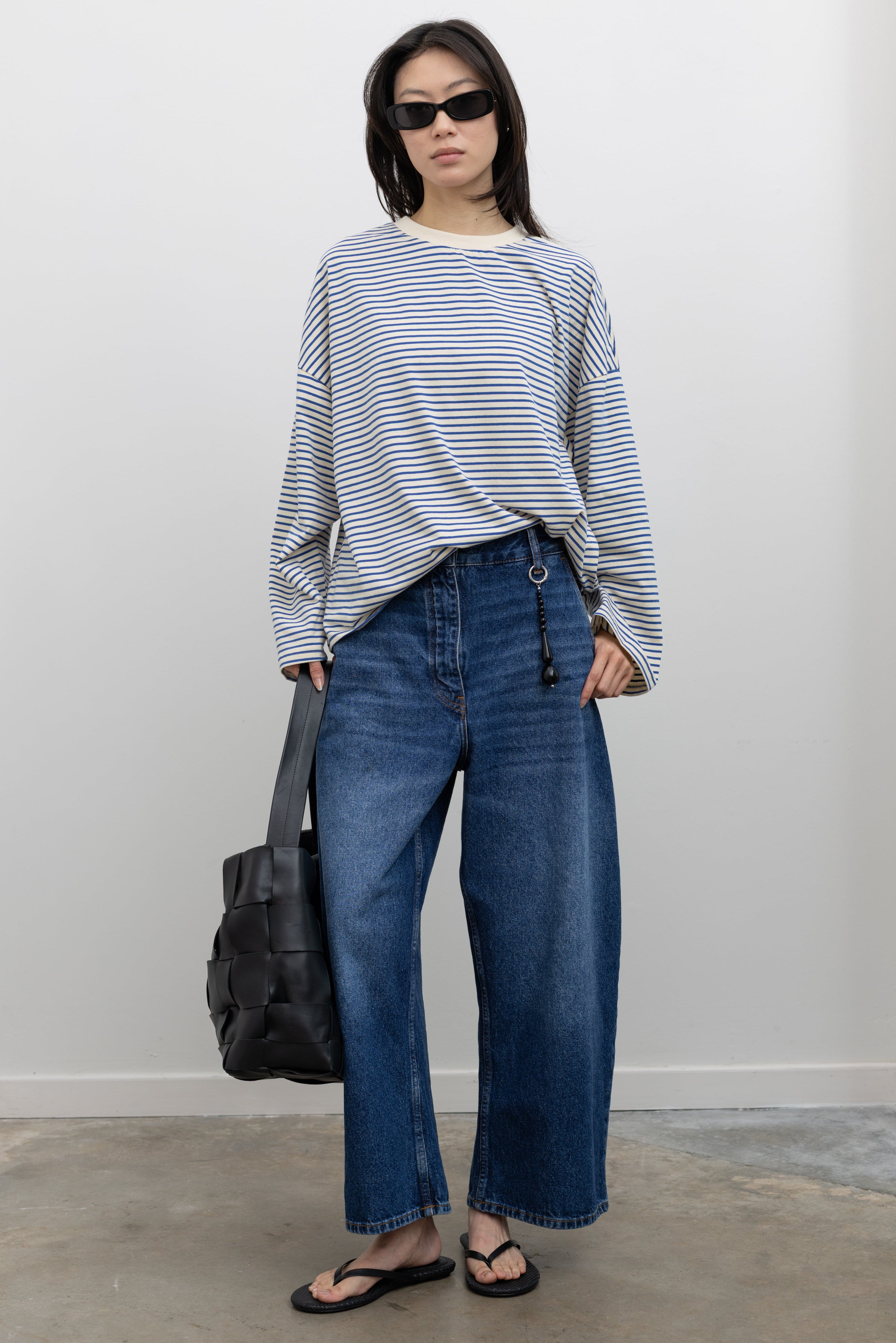 Blue Stripe Long Sleeve Cotton Top