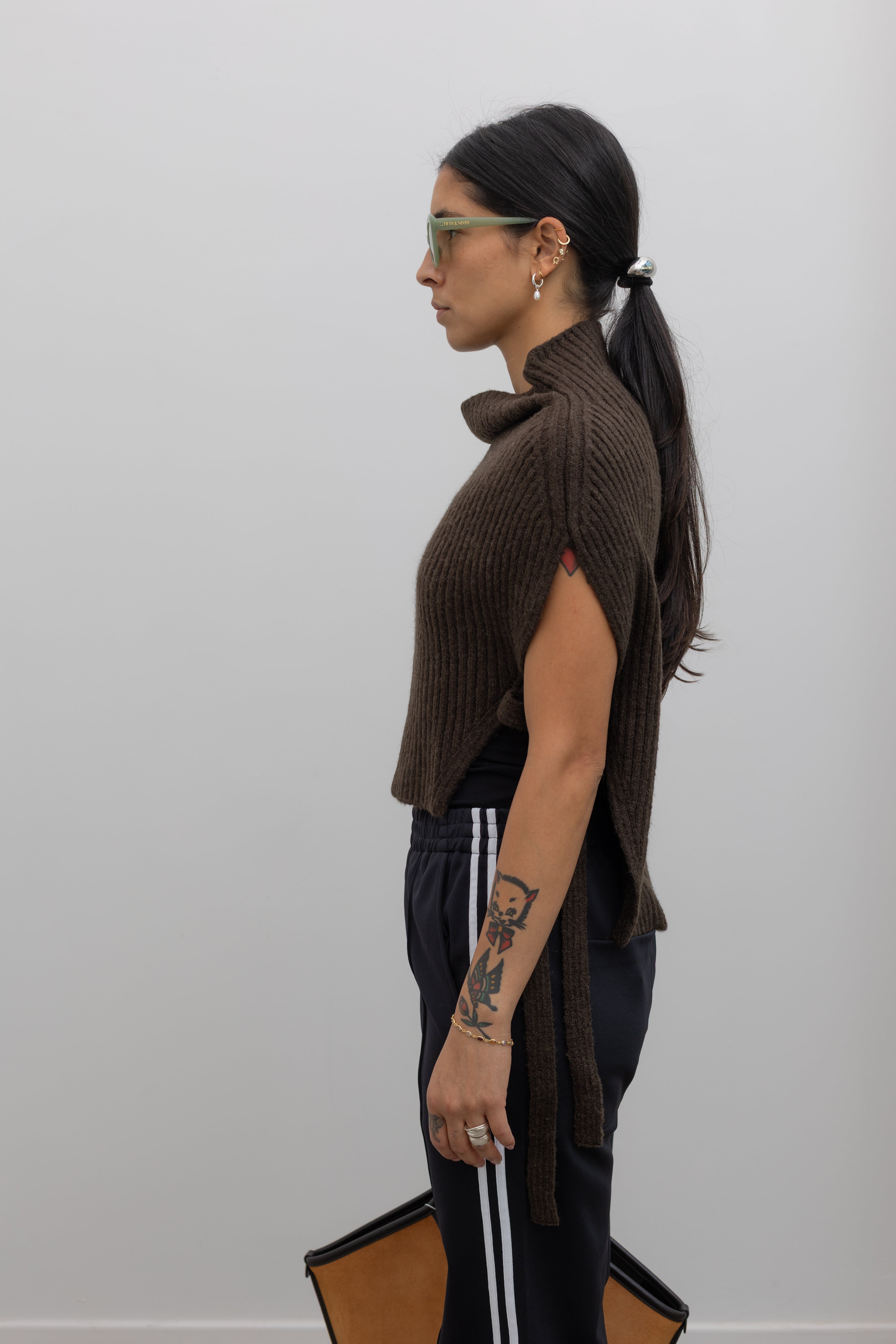 Olive Brown Ribbed Neck Warmer