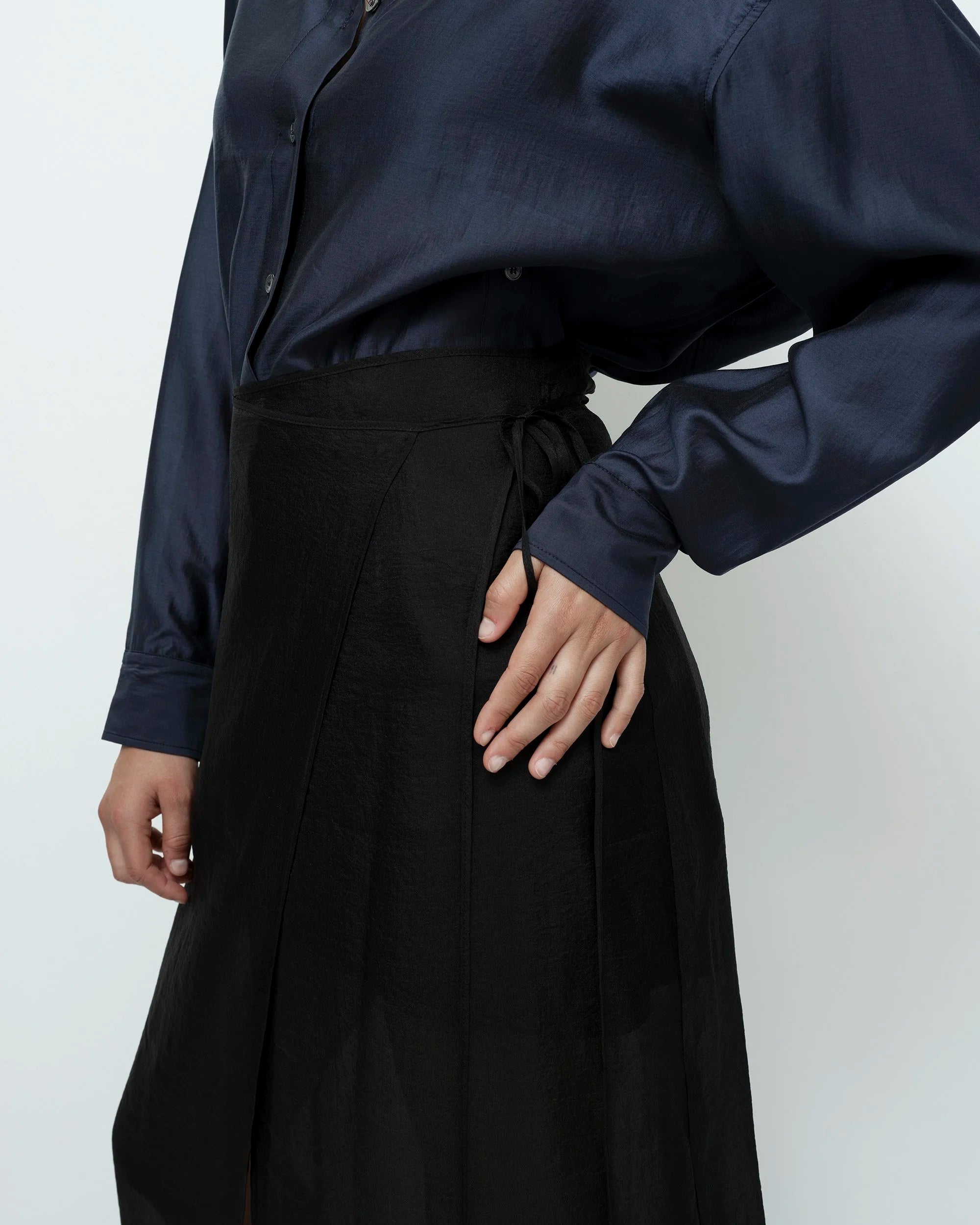 Black Organza Wrap Skirt
