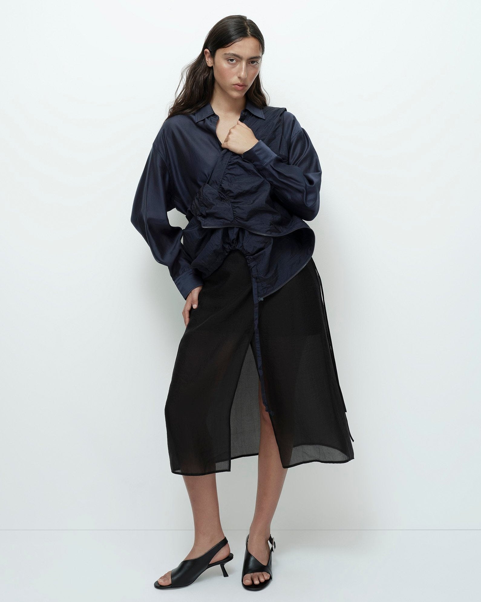 Black Organza Wrap Skirt