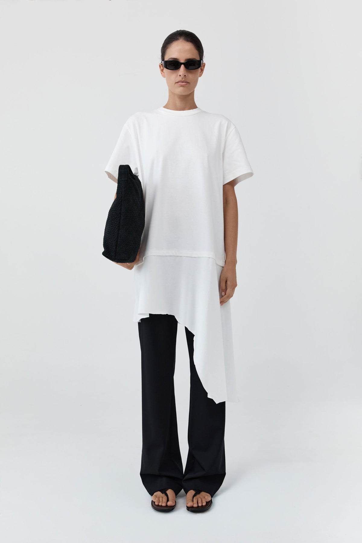 Off White Layered Tee Mini Dress