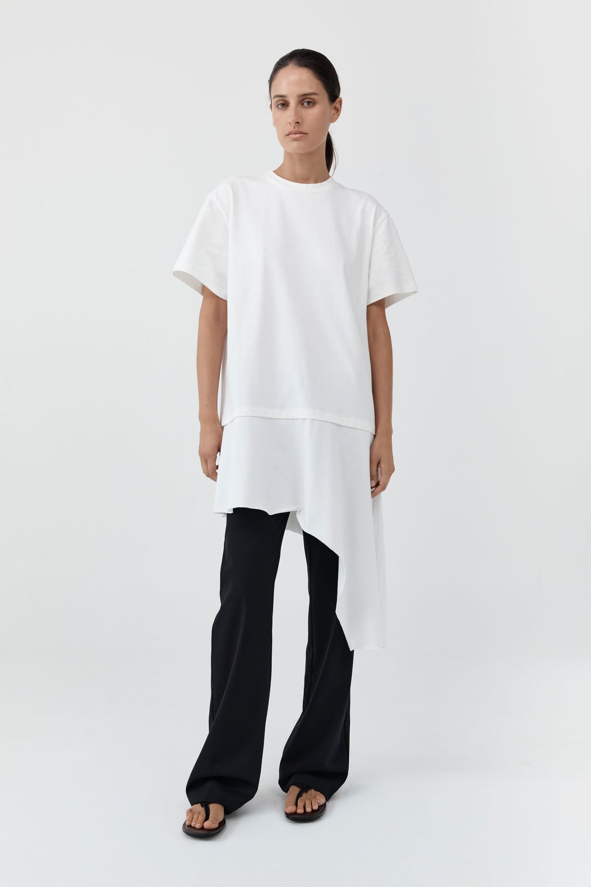 Off White Layered Tee Mini Dress