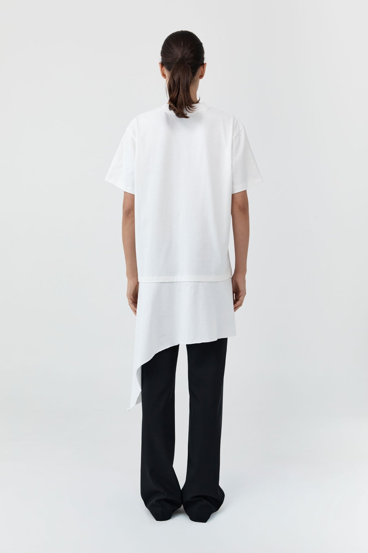 Off White Layered Tee Mini Dress