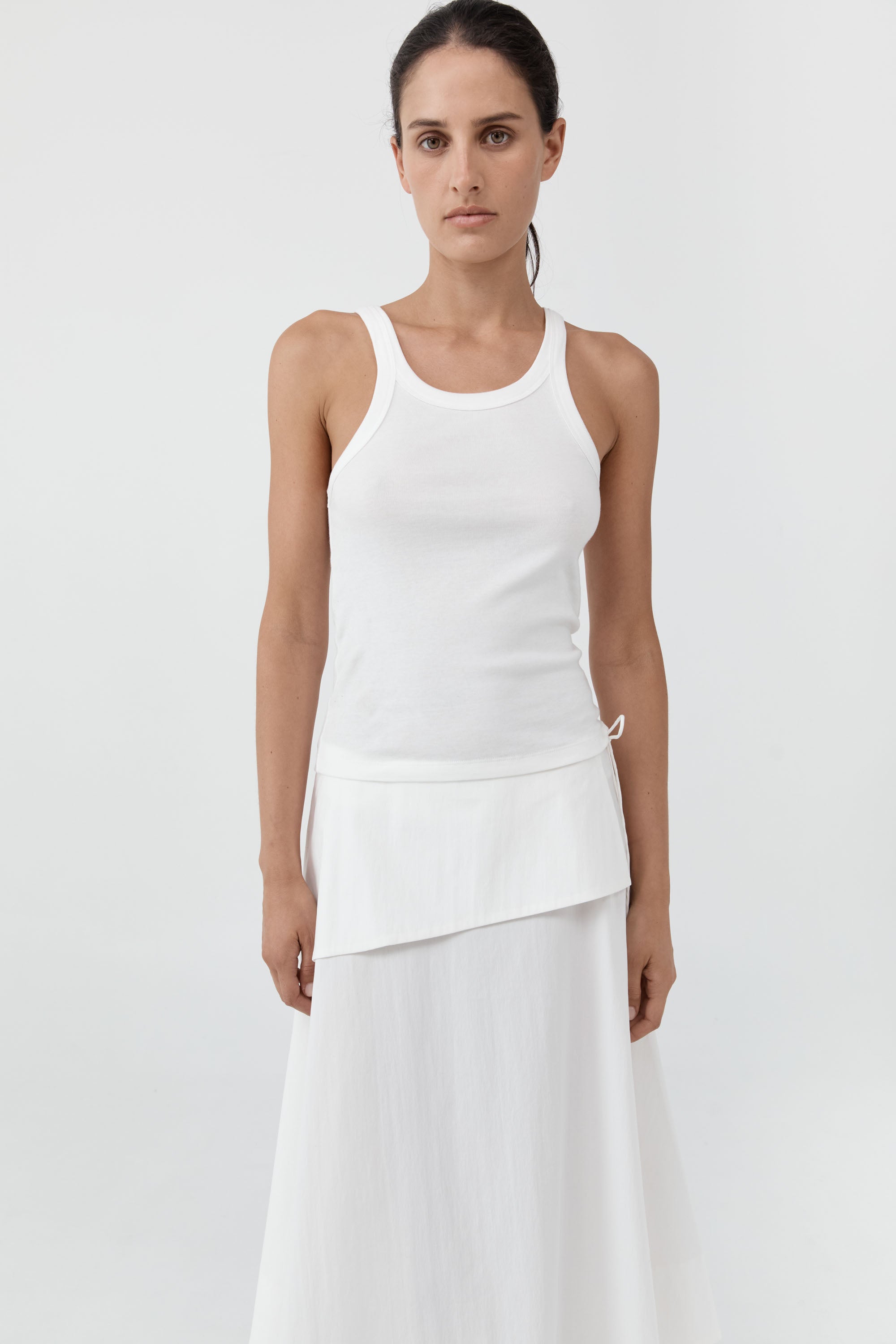 White Organic Cotton Racer Singlet
