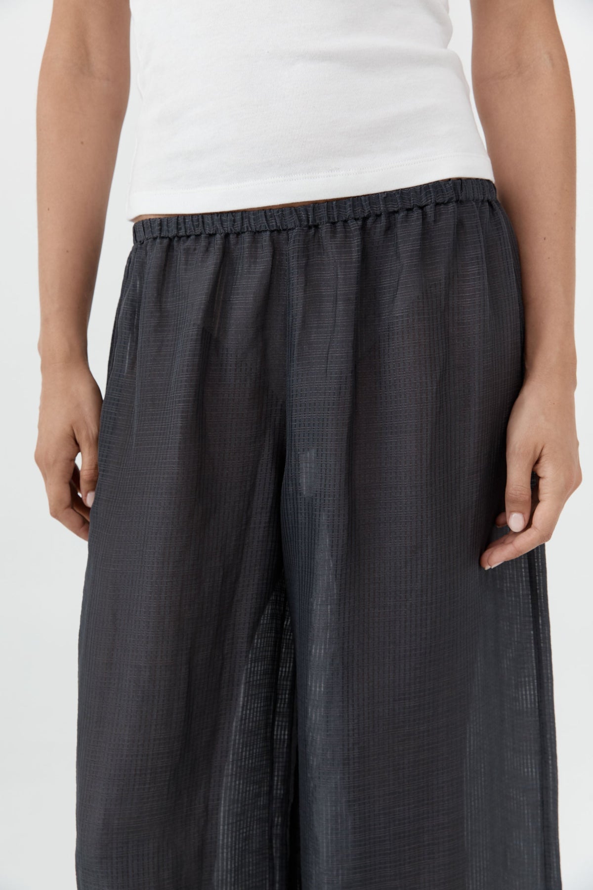 Iron Glaze Woven Checked Relaxed Pants
