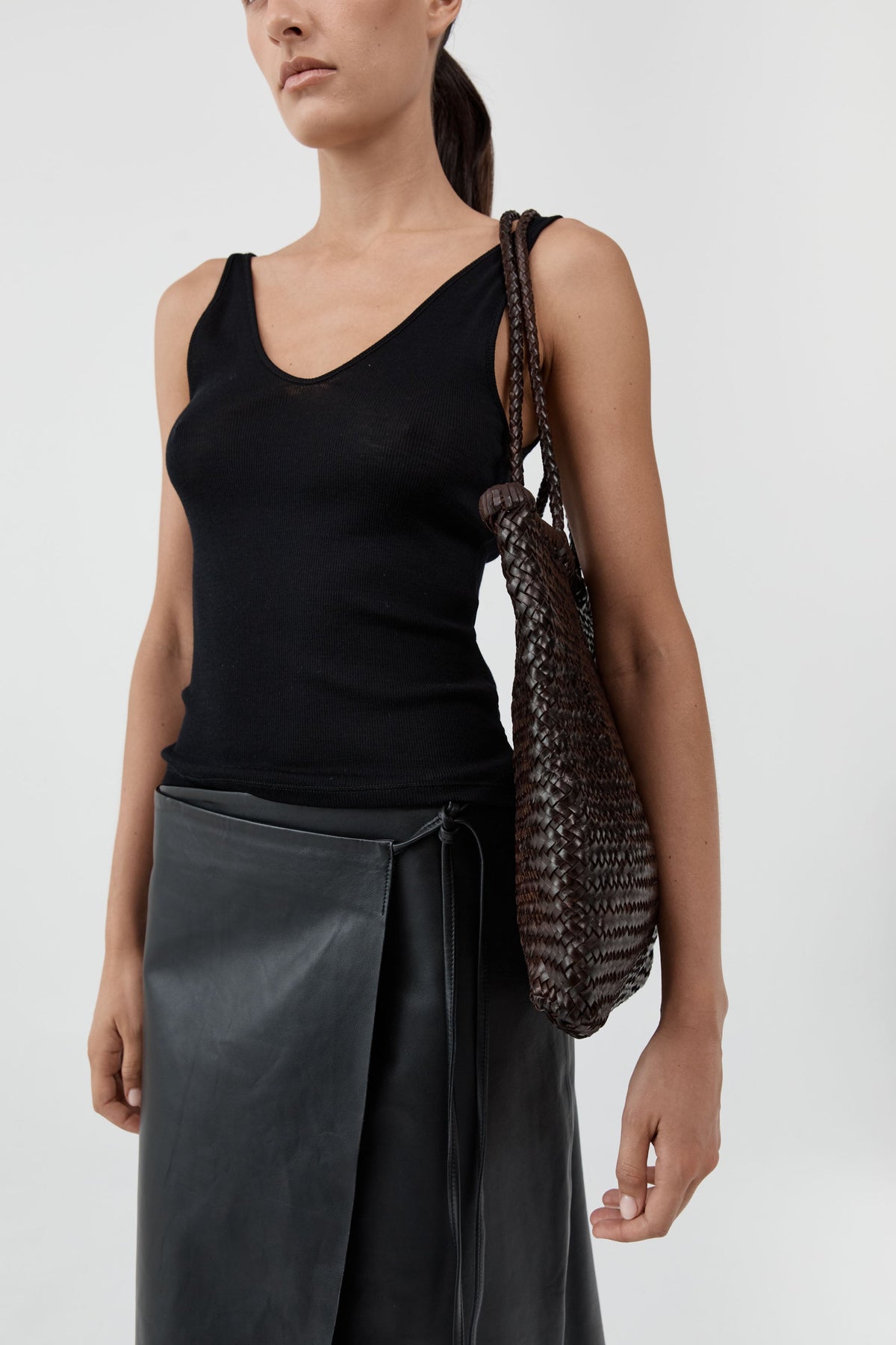 Chocolate Bagu Woven Tote