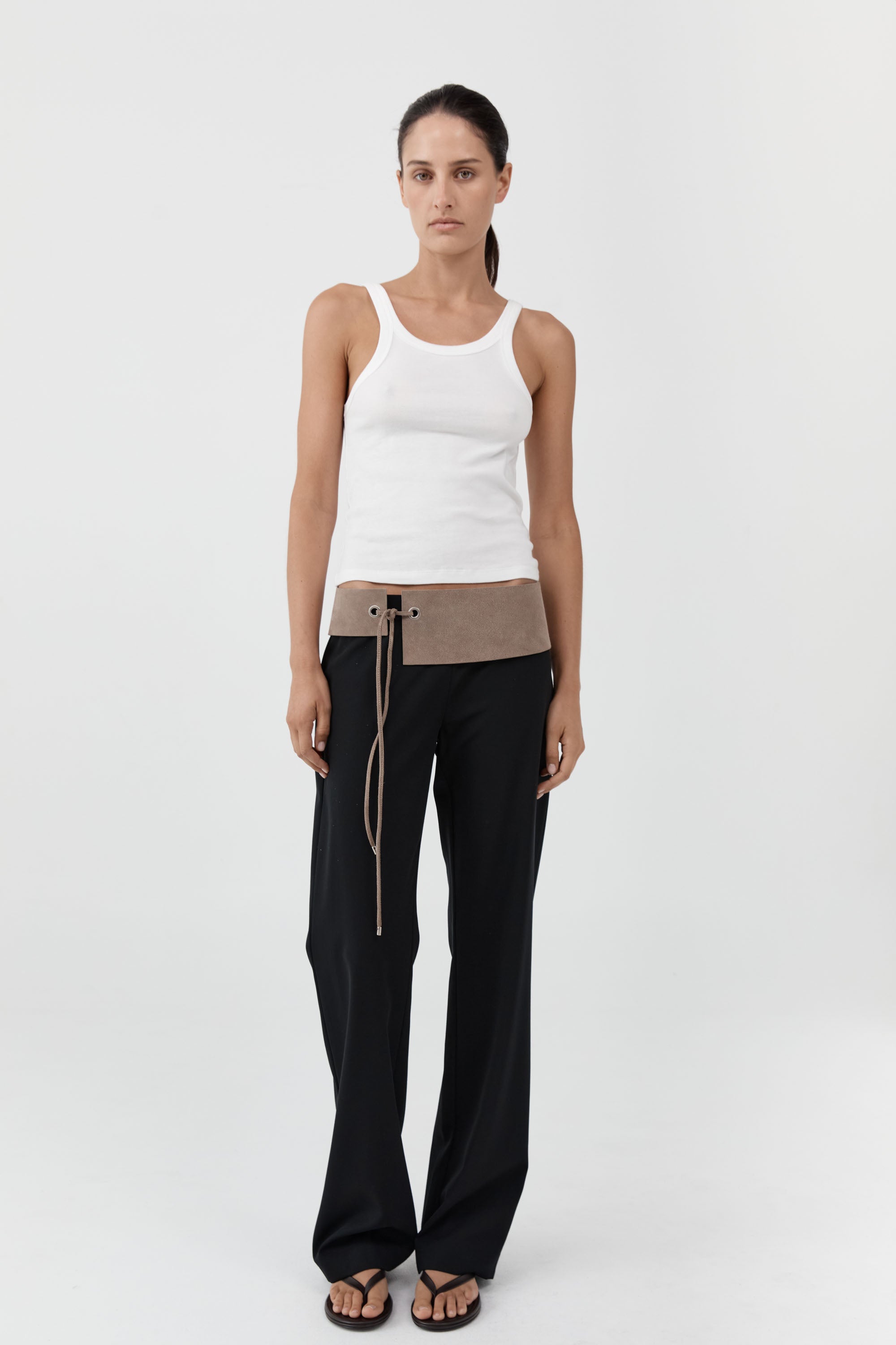 Almond Suede Asymmetric Belt