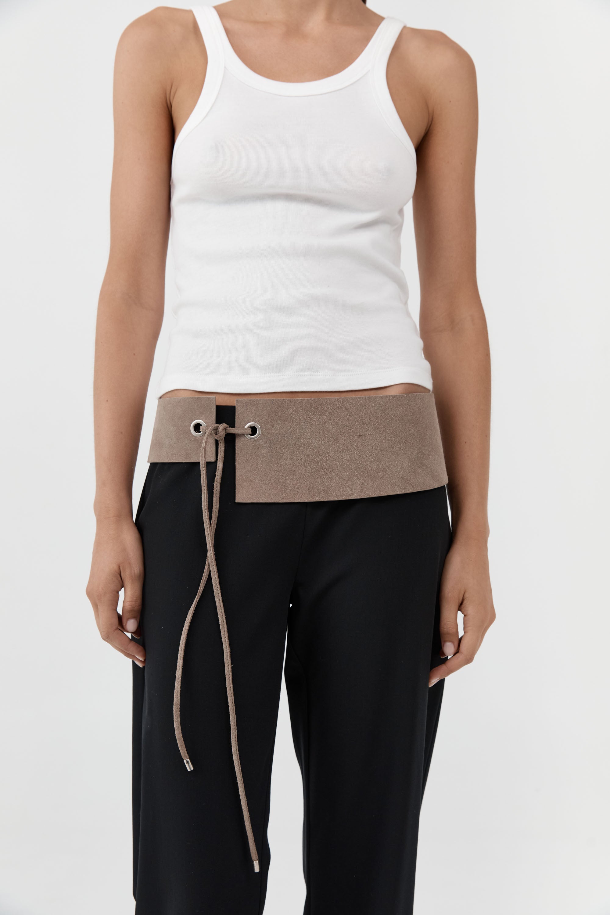 Almond Suede Asymmetric Belt