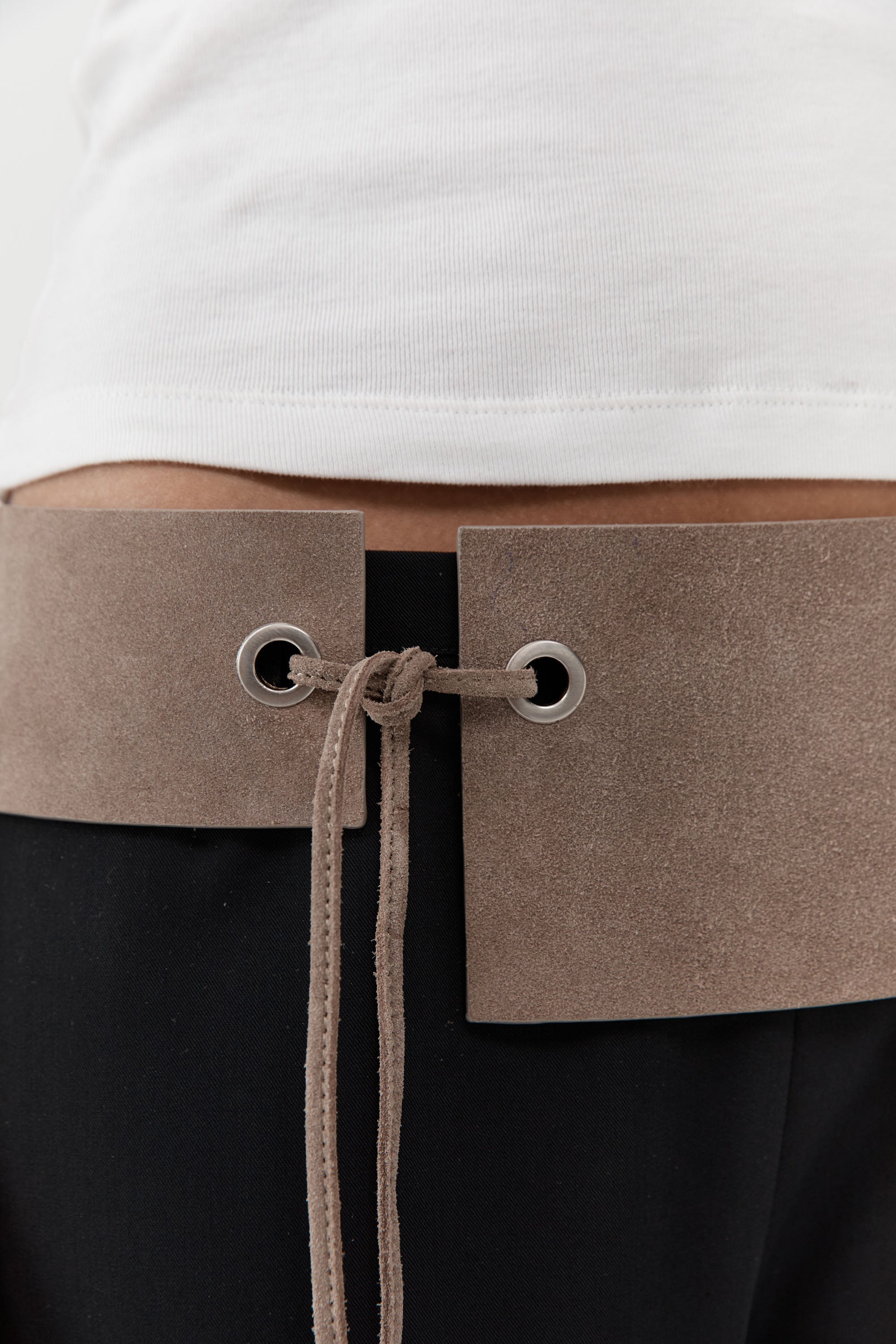 Almond Suede Asymmetric Belt