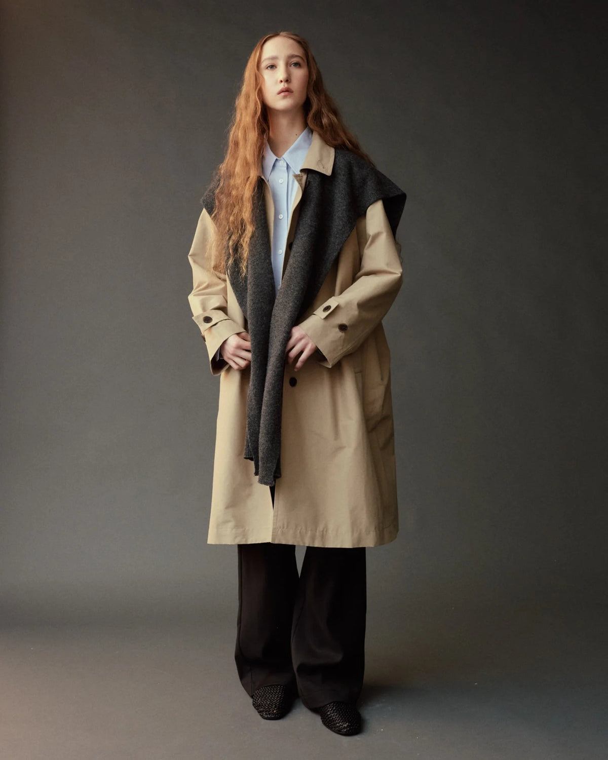 Beige Single-Breasted Trench Coat