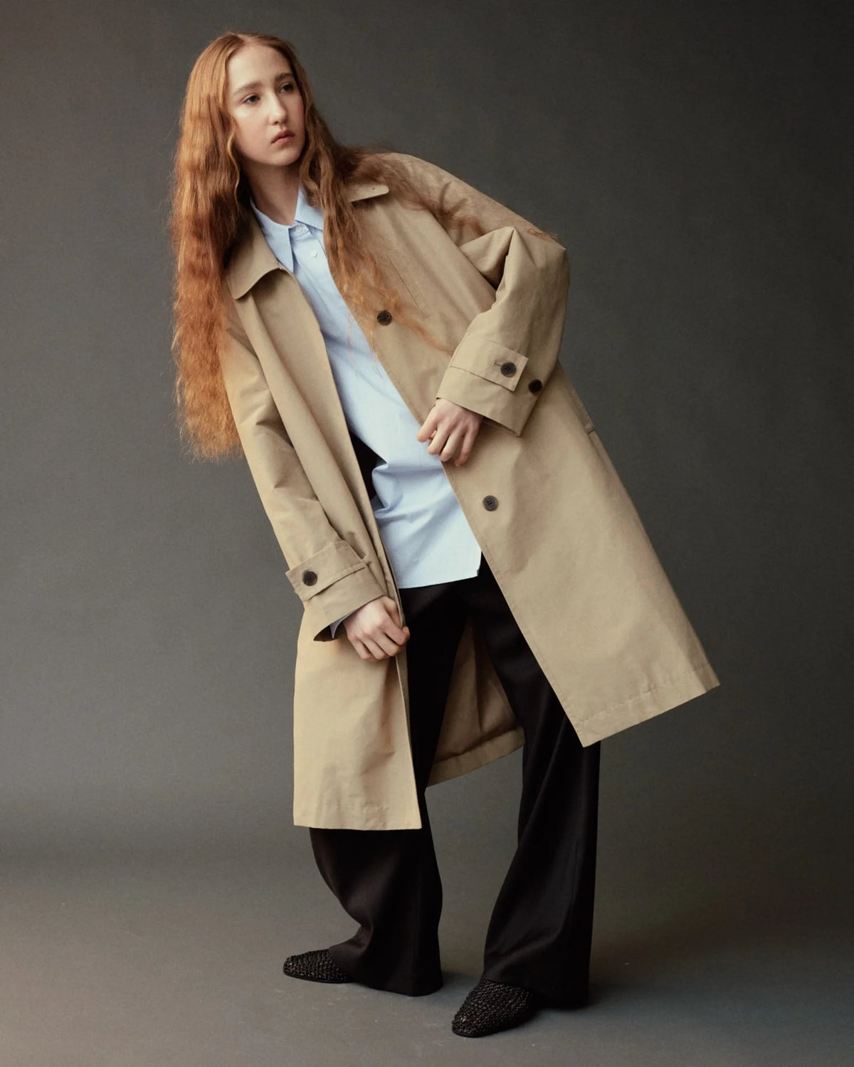 Beige Single-Breasted Trench Coat