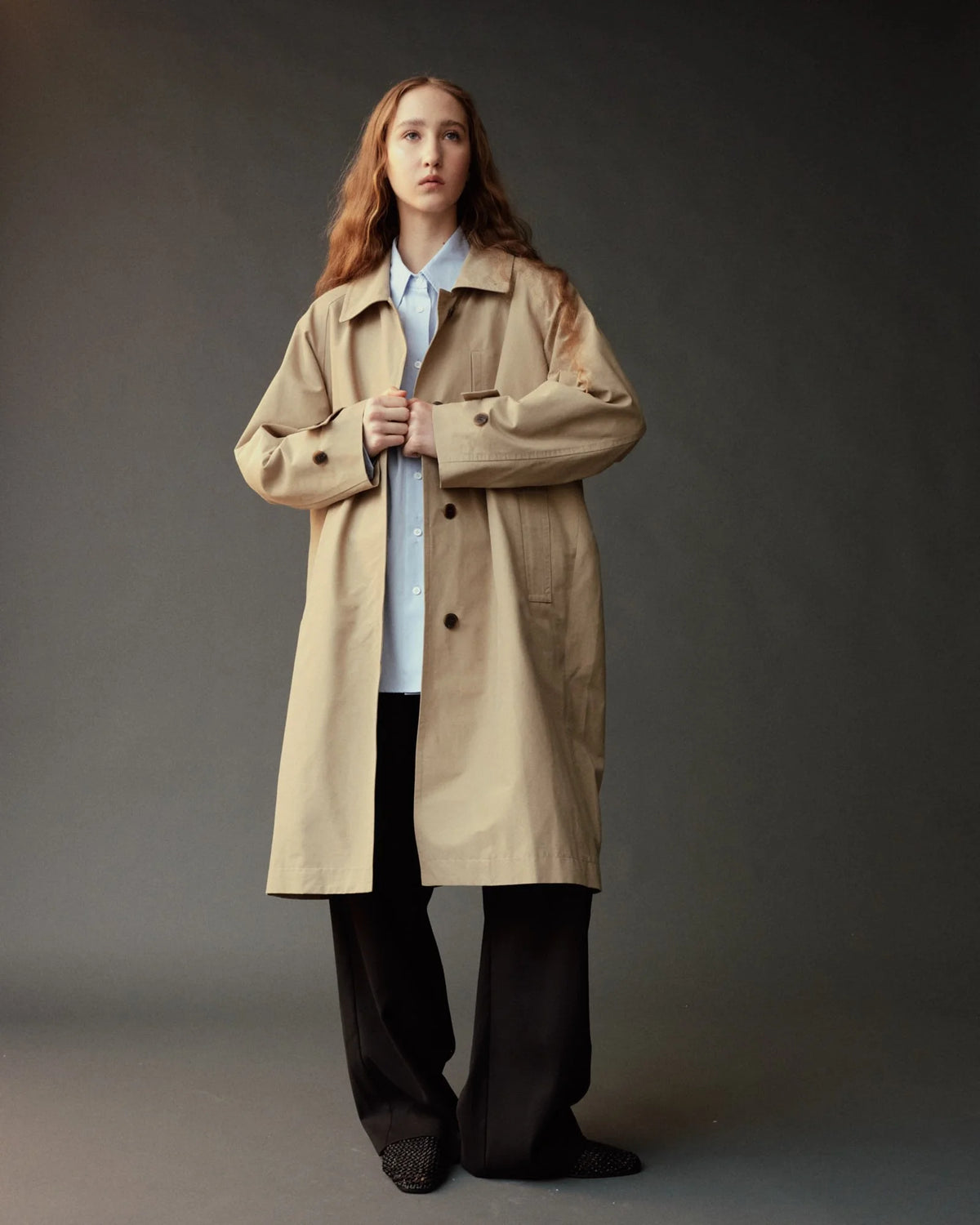 Beige Single-Breasted Trench Coat