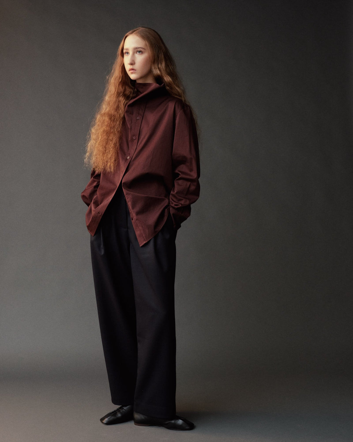 Brown Asymmetric Cotton Shirt