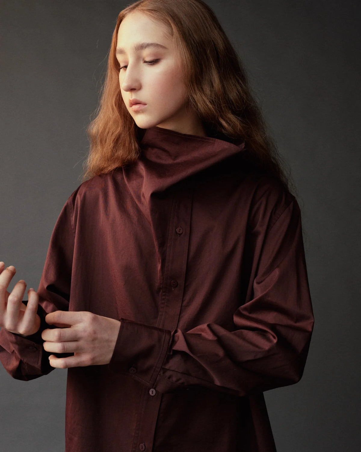 Brown Asymmetric Cotton Shirt