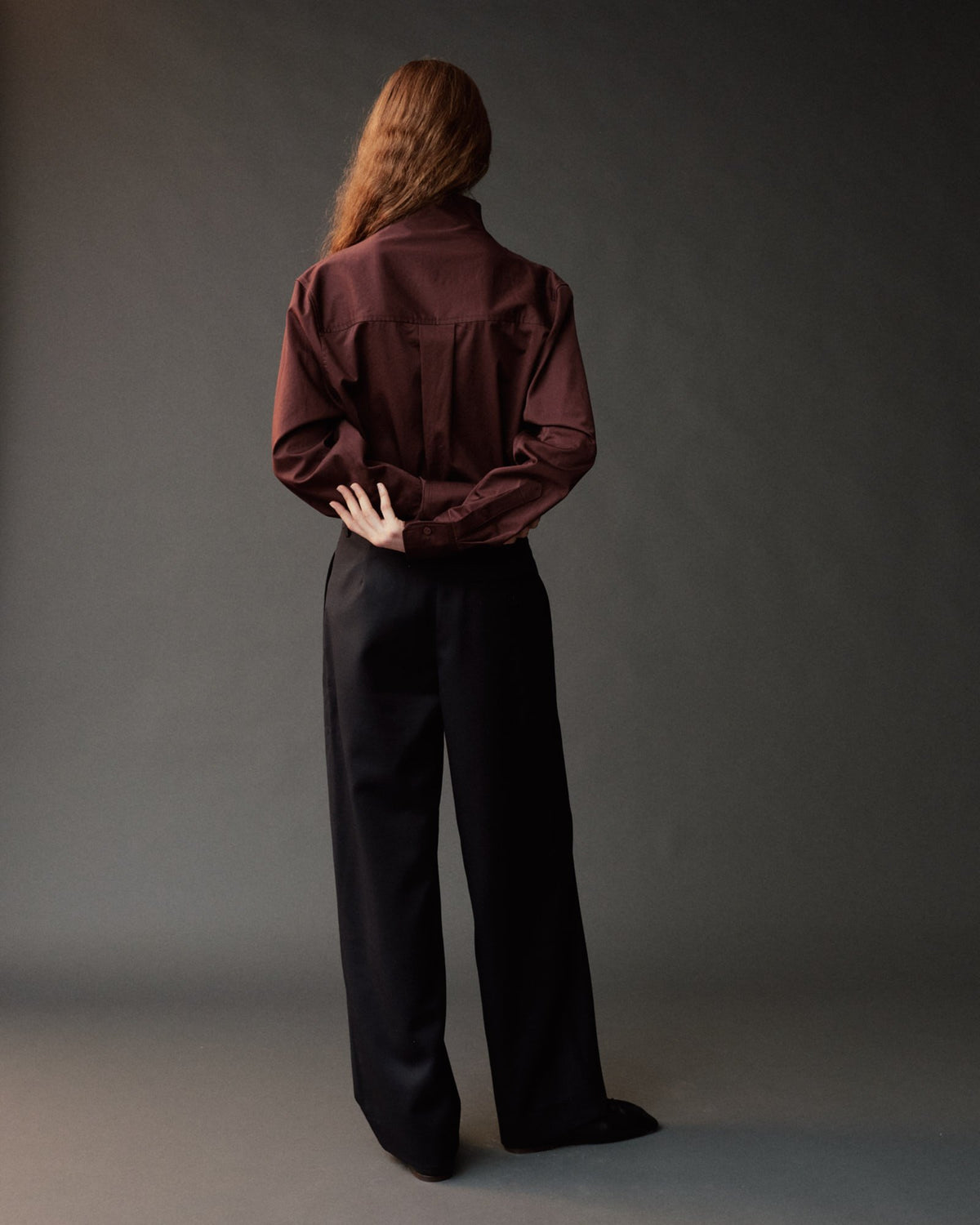 Navy Wool Blend Pleated Tailored Pants