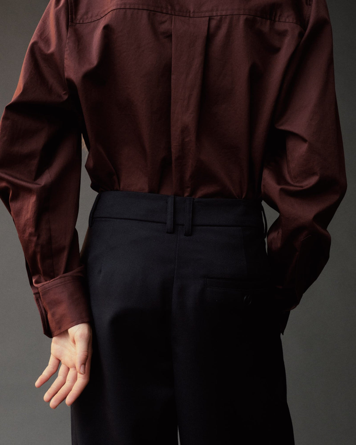 Navy Wool Blend Pleated Tailored Pants