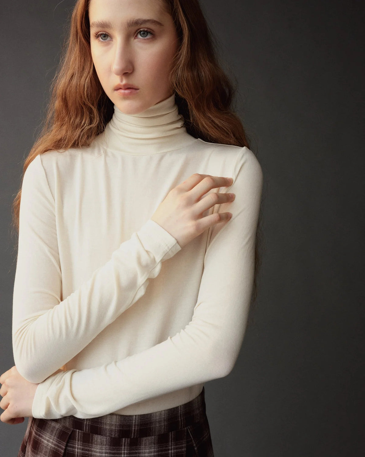 Ivory Roll Neck Jersey Top