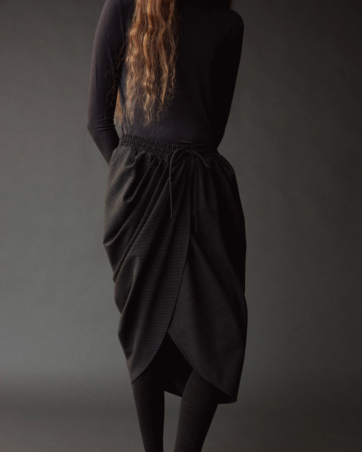 Charcoal Asymmetric Draped Skirt