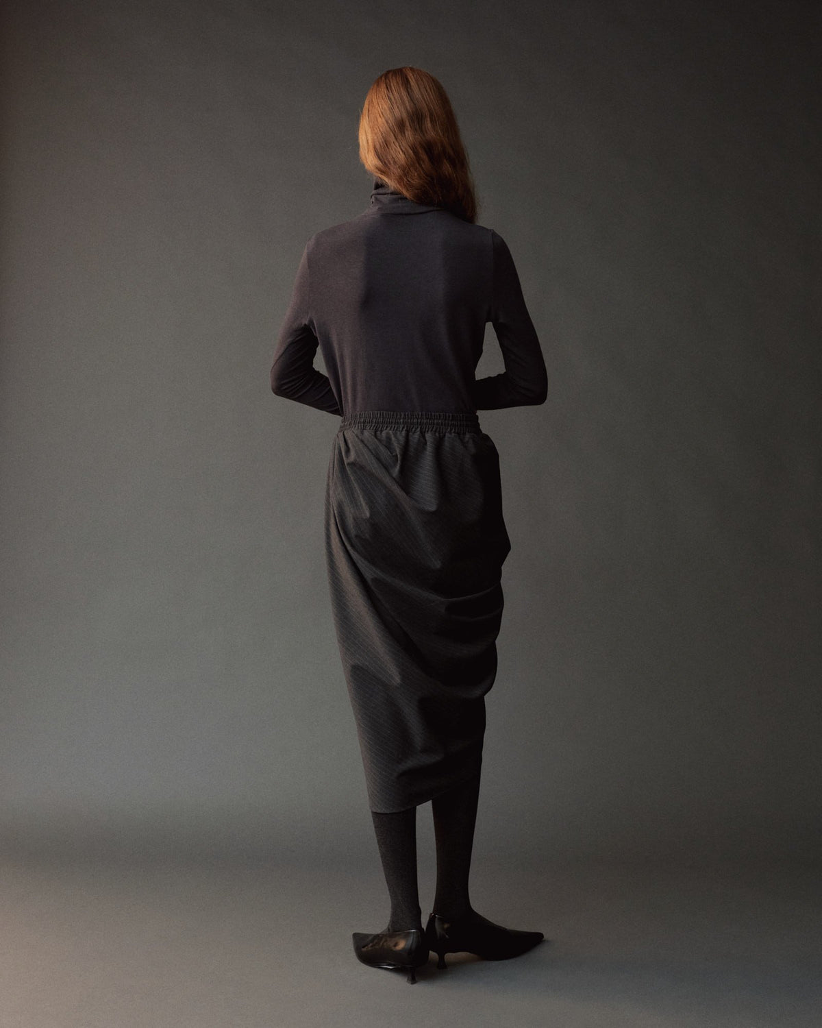 Charcoal Asymmetric Draped Skirt