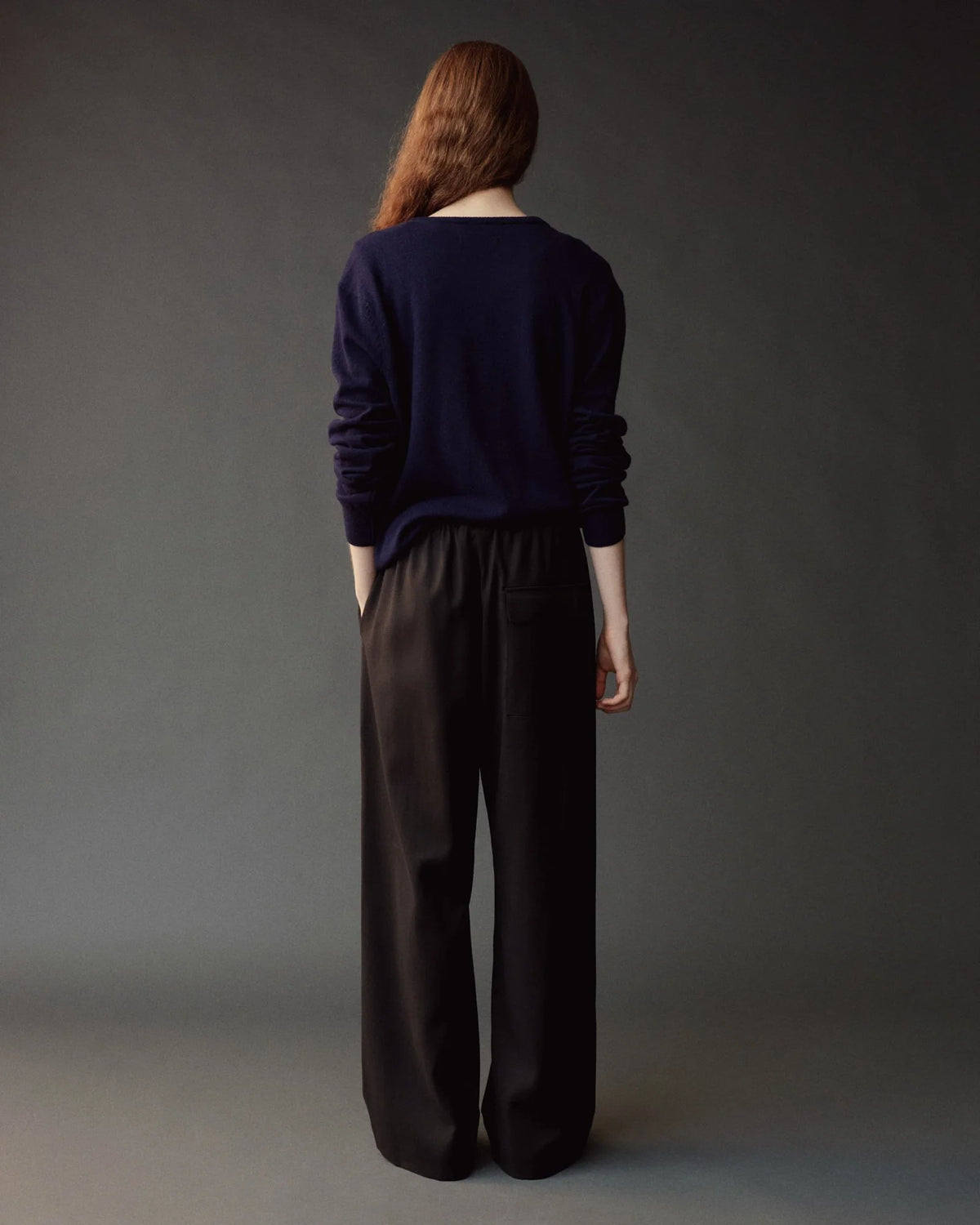 Navy Cashmere Blend V-Neck Knit