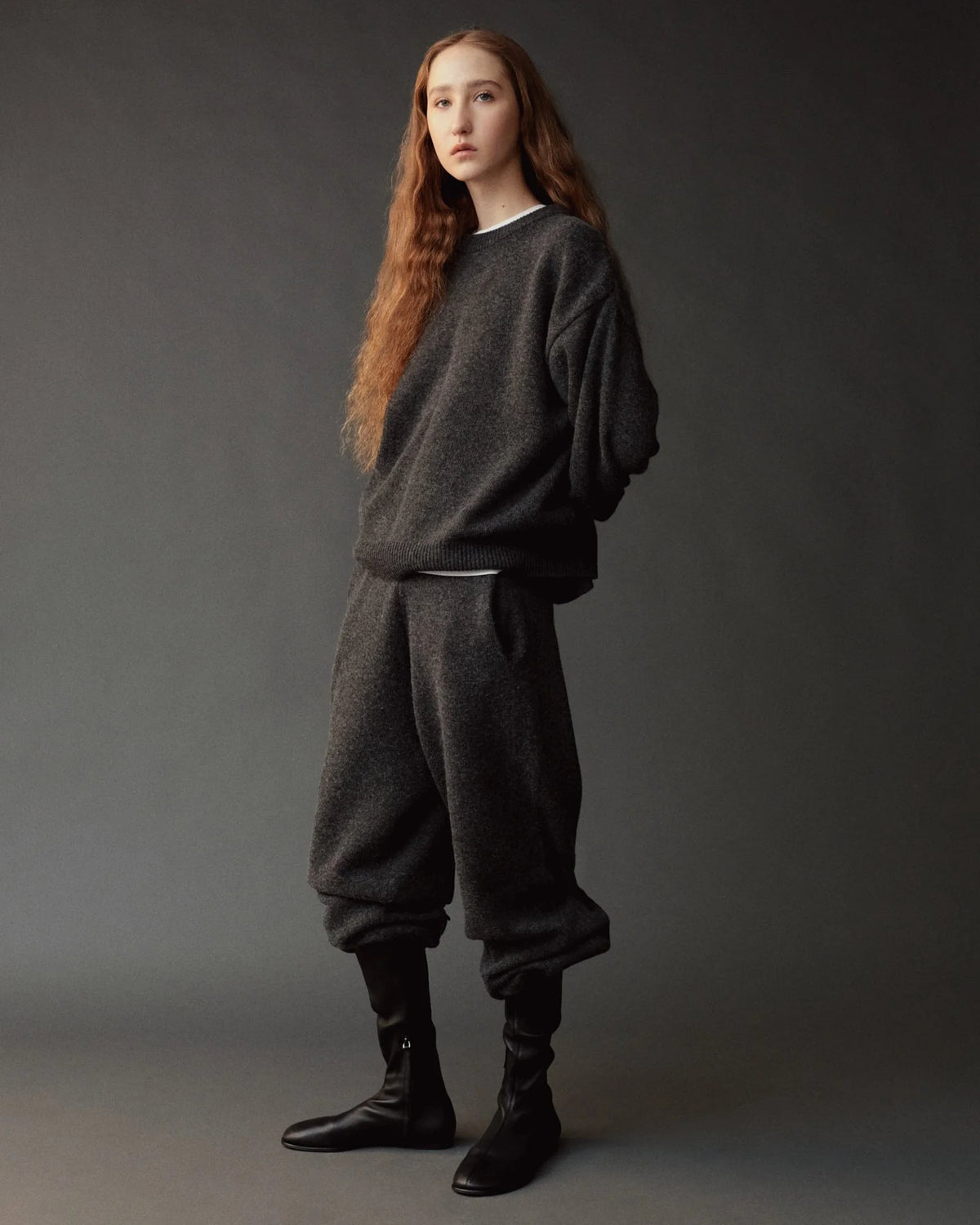 Charcoal Oversized Crew Neck Sweater