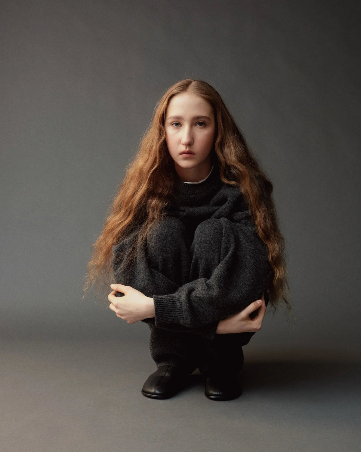 Charcoal Barrel Leg Knit Pants