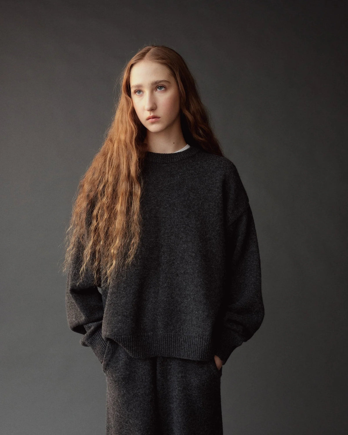 Charcoal Oversized Crew Neck Sweater