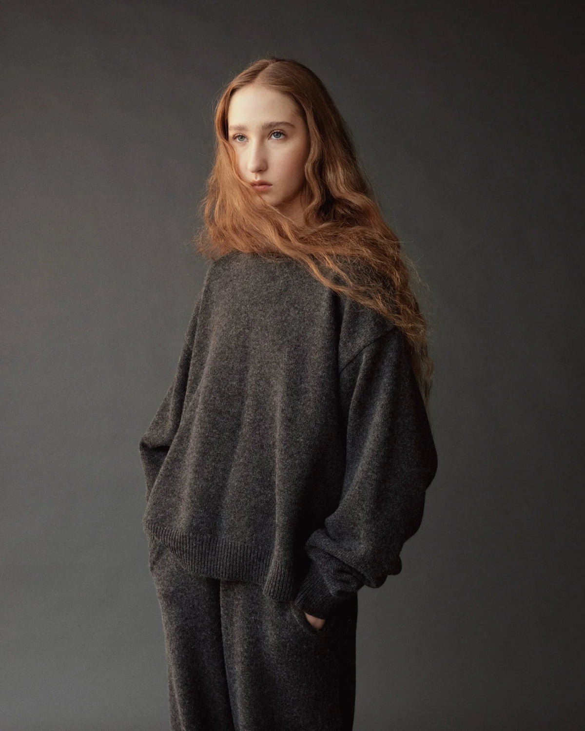 Charcoal Oversized Crew Neck Sweater