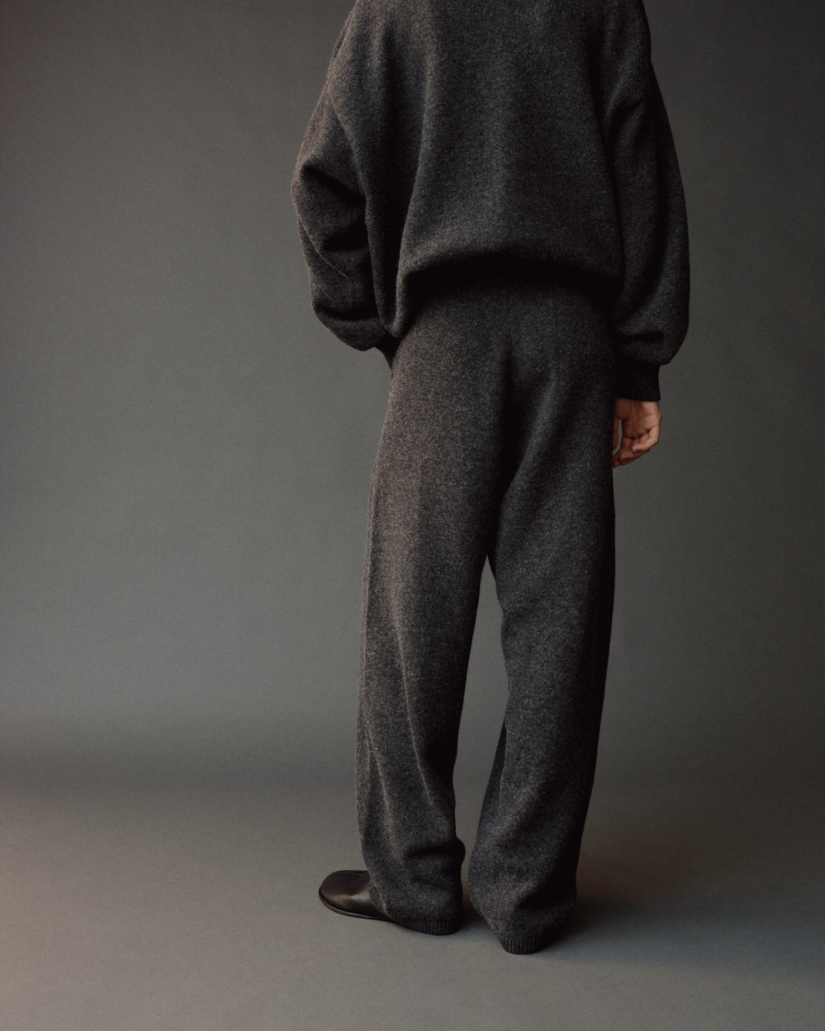 Charcoal Barrel Leg Knit Pants