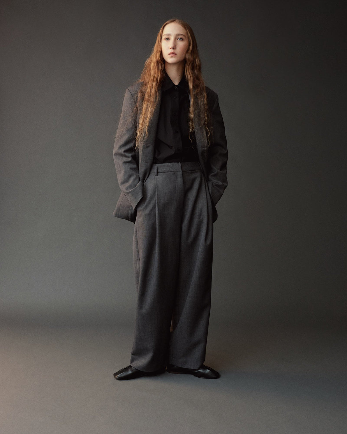 Charcoal Wool Blend Oversized Jacket