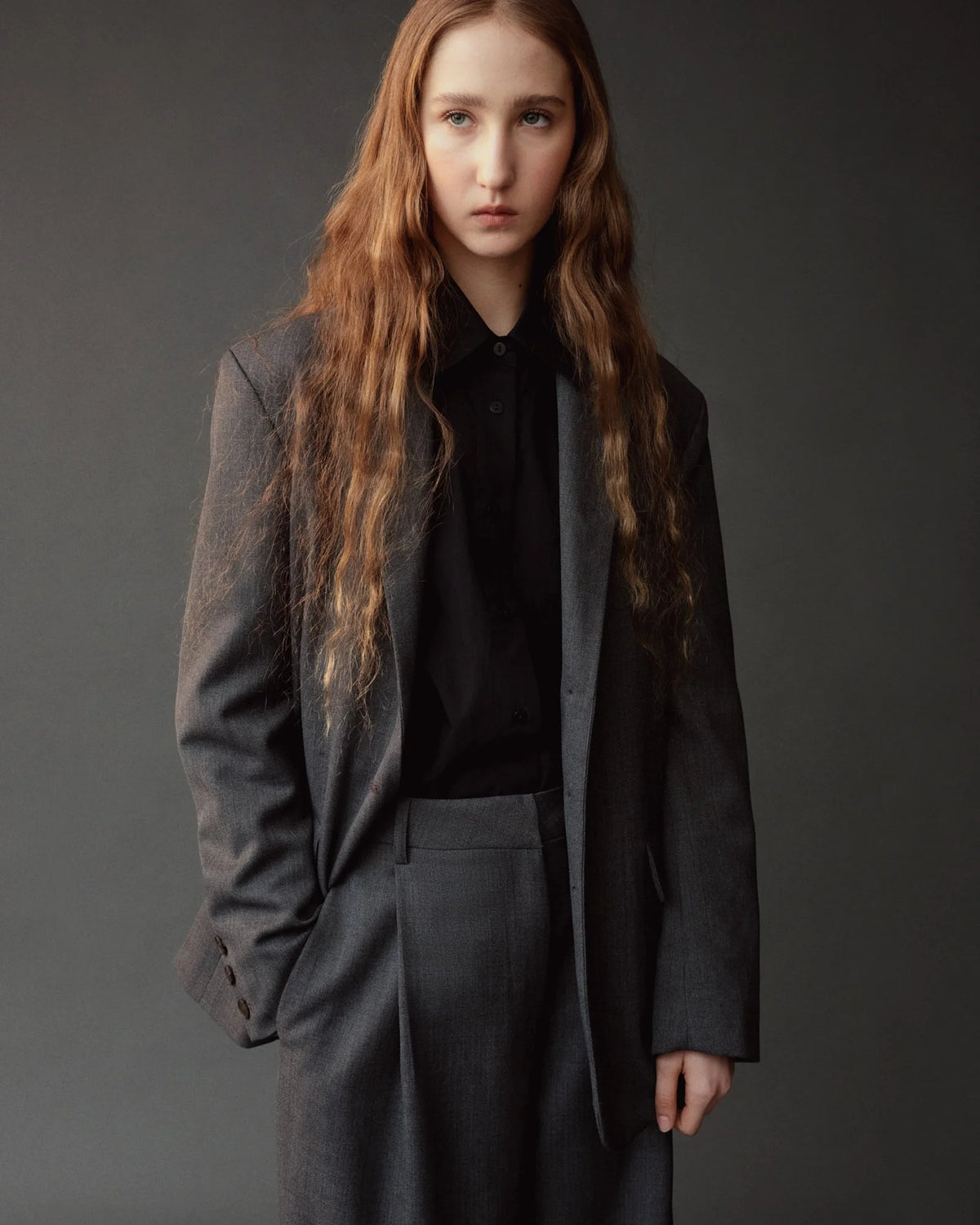 Charcoal Wool Blend Oversized Jacket