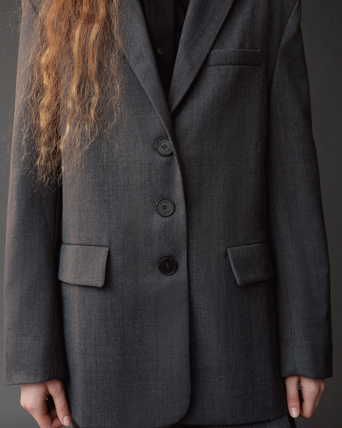 Charcoal Wool Blend Oversized Jacket