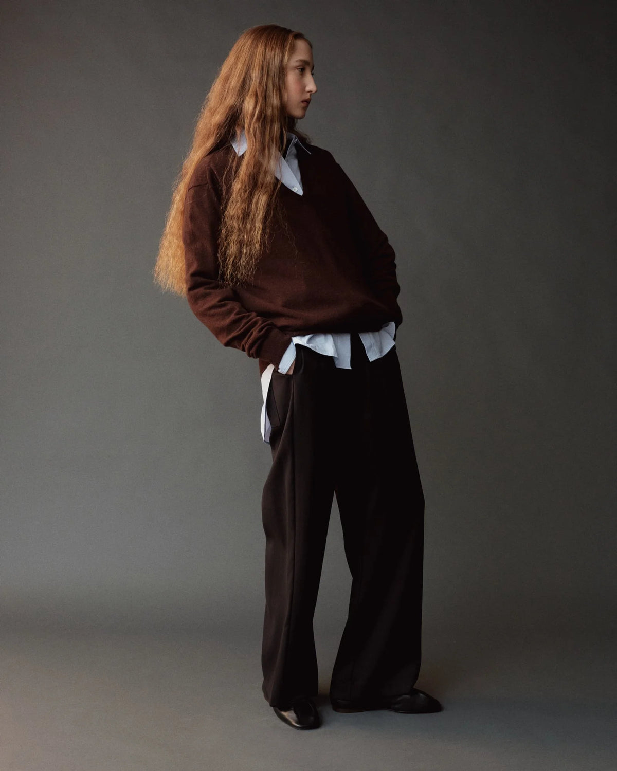 Black Wool Blend Drawstring Pants