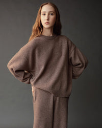 Dark Beige Oversized Crew Neck Sweater