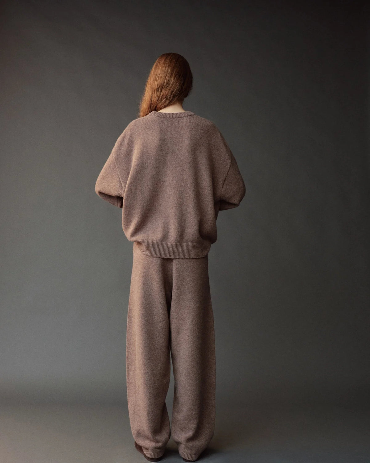 Dark Beige Oversized Crew Neck Sweater
