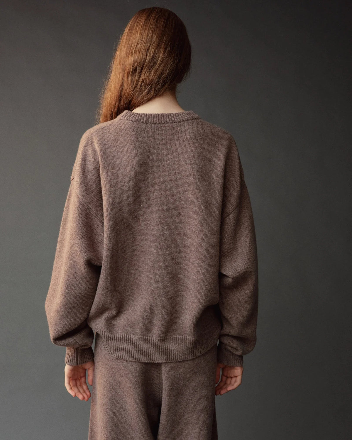 Dark Beige Oversized Crew Neck Sweater