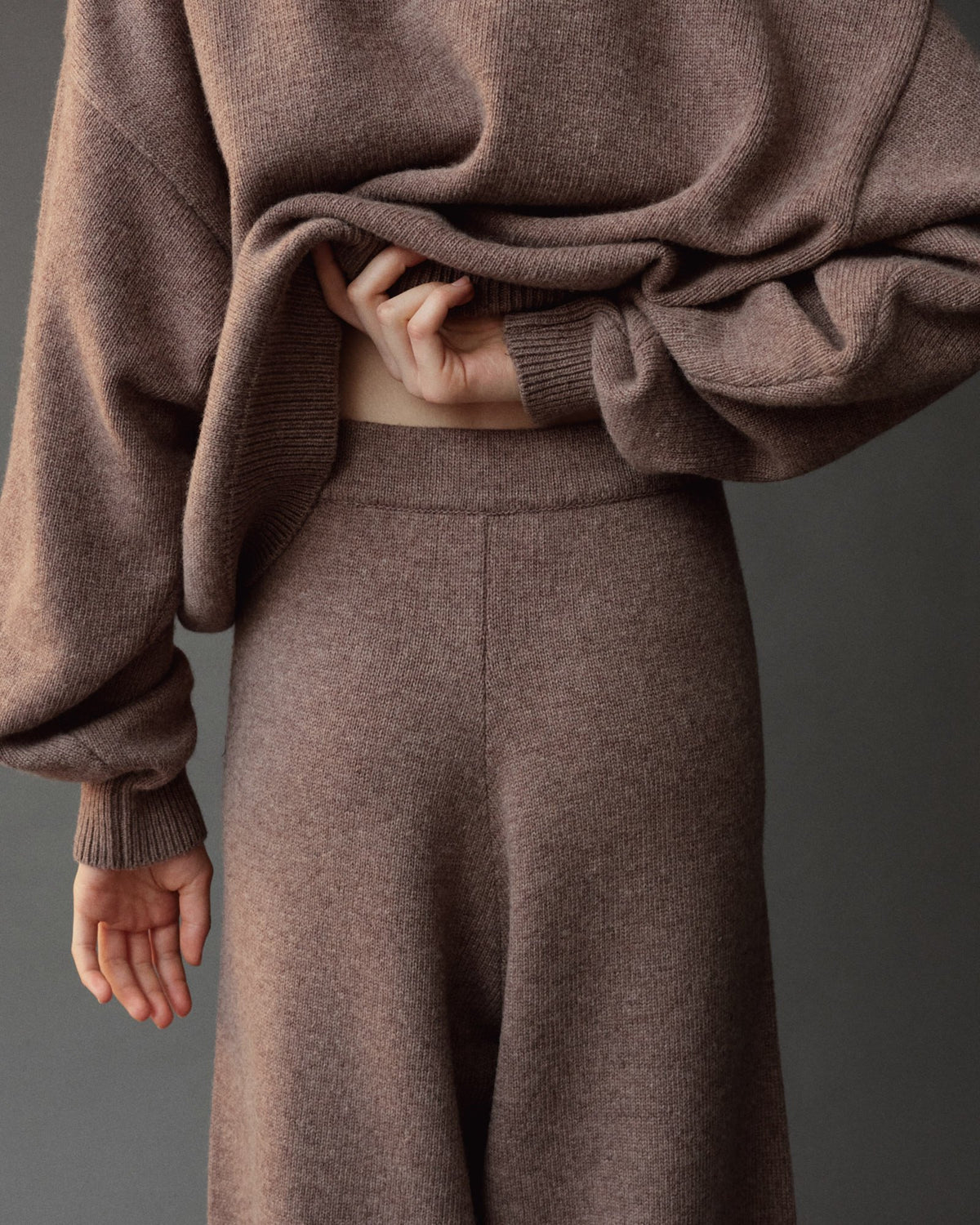 Dark Beige Oversized Crew Neck Sweater