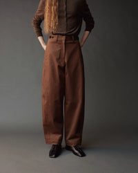 Brown Cotton Barrel Leg Pants